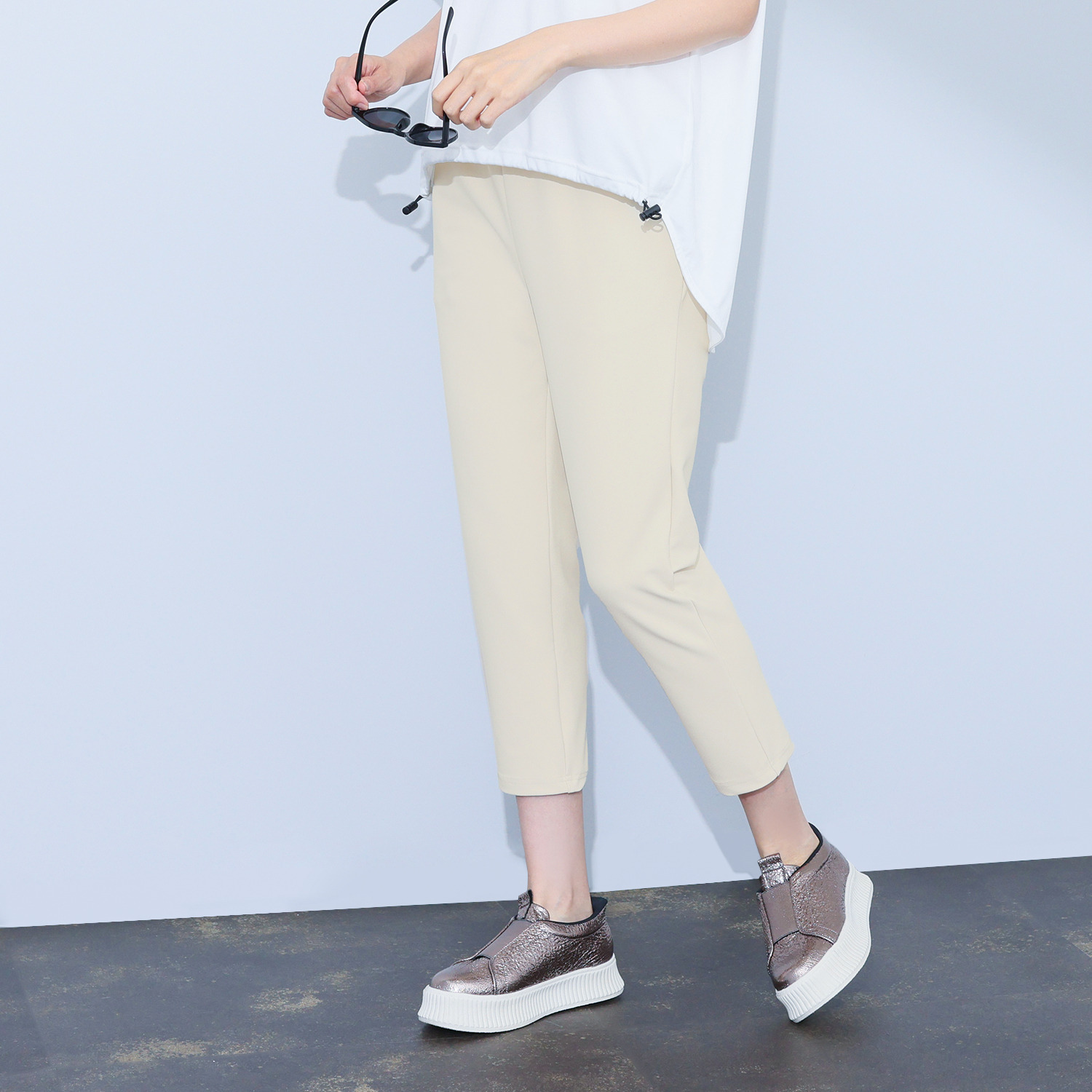 アンリック　オー　ブルー シェルタリングドライＲ カルゼ編 ラメリブアクセント リラックスパンツ