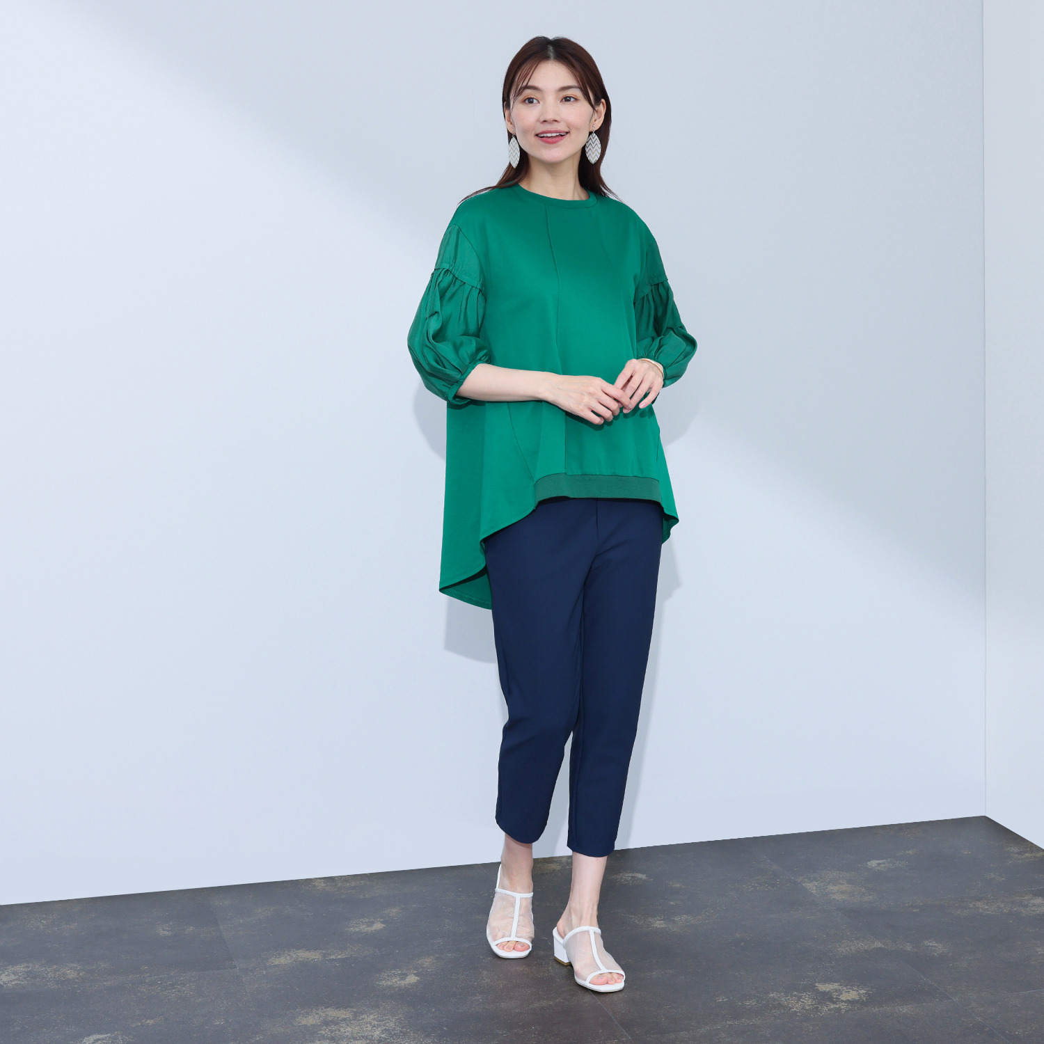 アンリック　オー　ブルー シェルタリングドライＲ カルゼ編 ラメリブアクセント リラックスパンツ