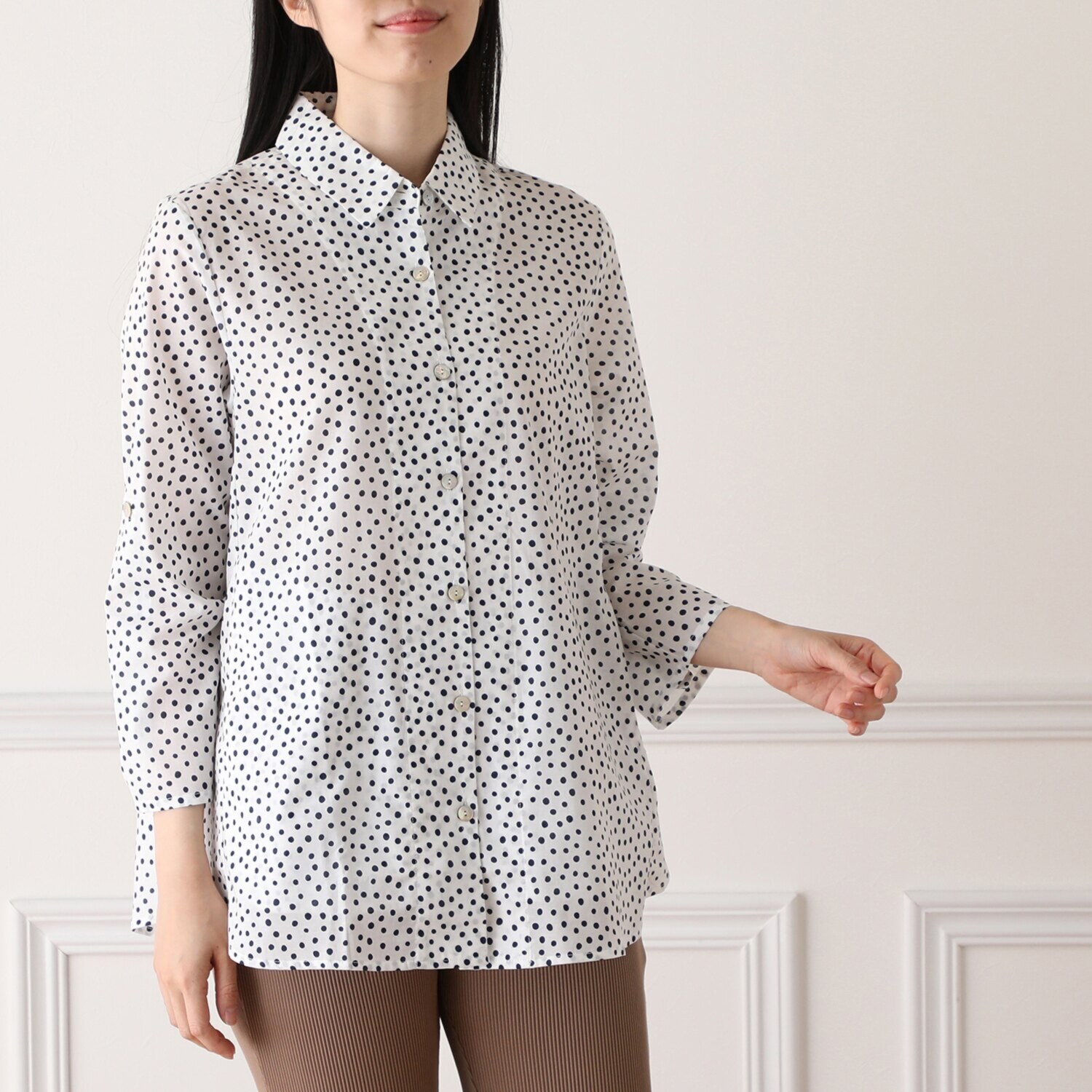 ＷＩＮＤ 綿ローン 水玉柄トップス