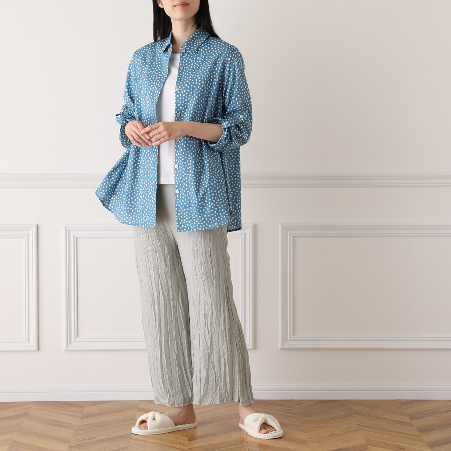 ＷＩＮＤ 綿ローン 水玉柄トップス