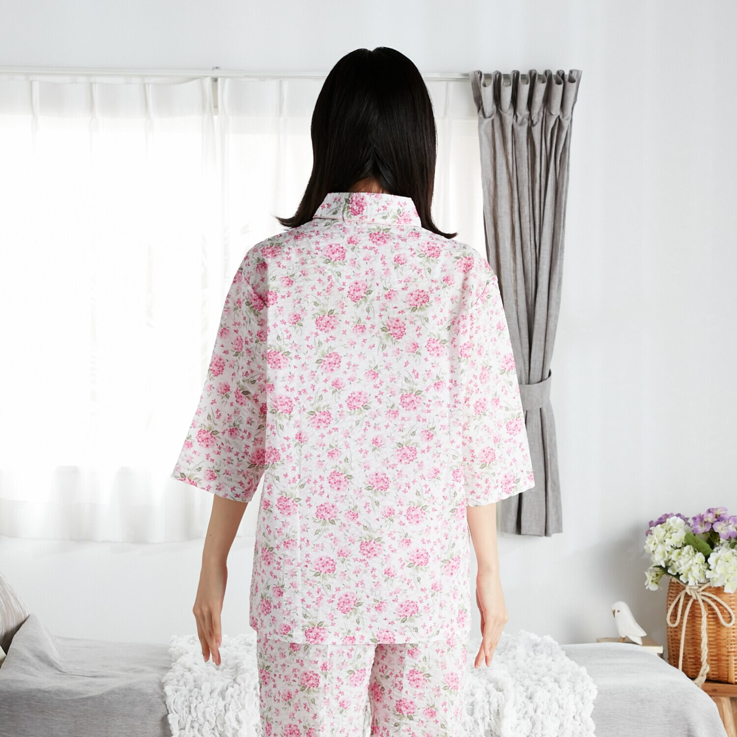 ＷＩＮＤ ローンリップル アジサイ柄 パジャマ