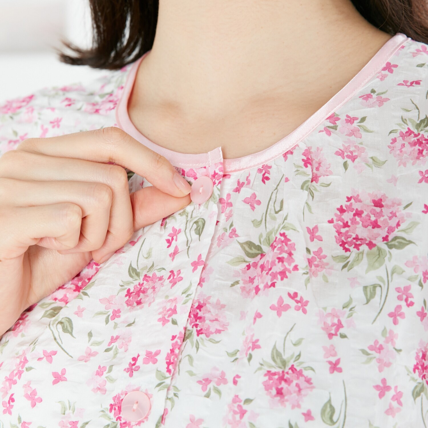 ＷＩＮＤ ローンリップル アジサイ柄 ワンピース