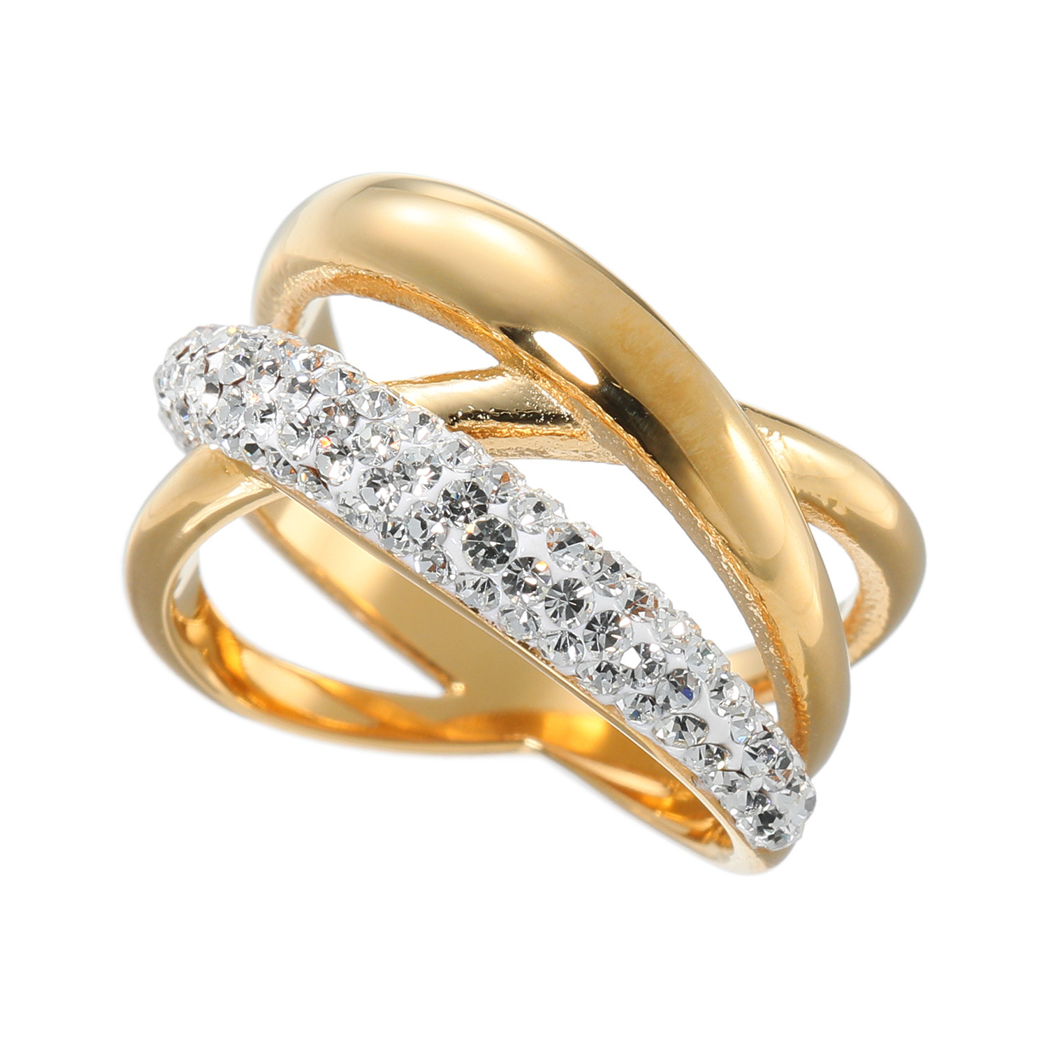 アビステ ウォッチ＆アクセサリーズ ステンレス クリスタルガラス クロススタイルリング