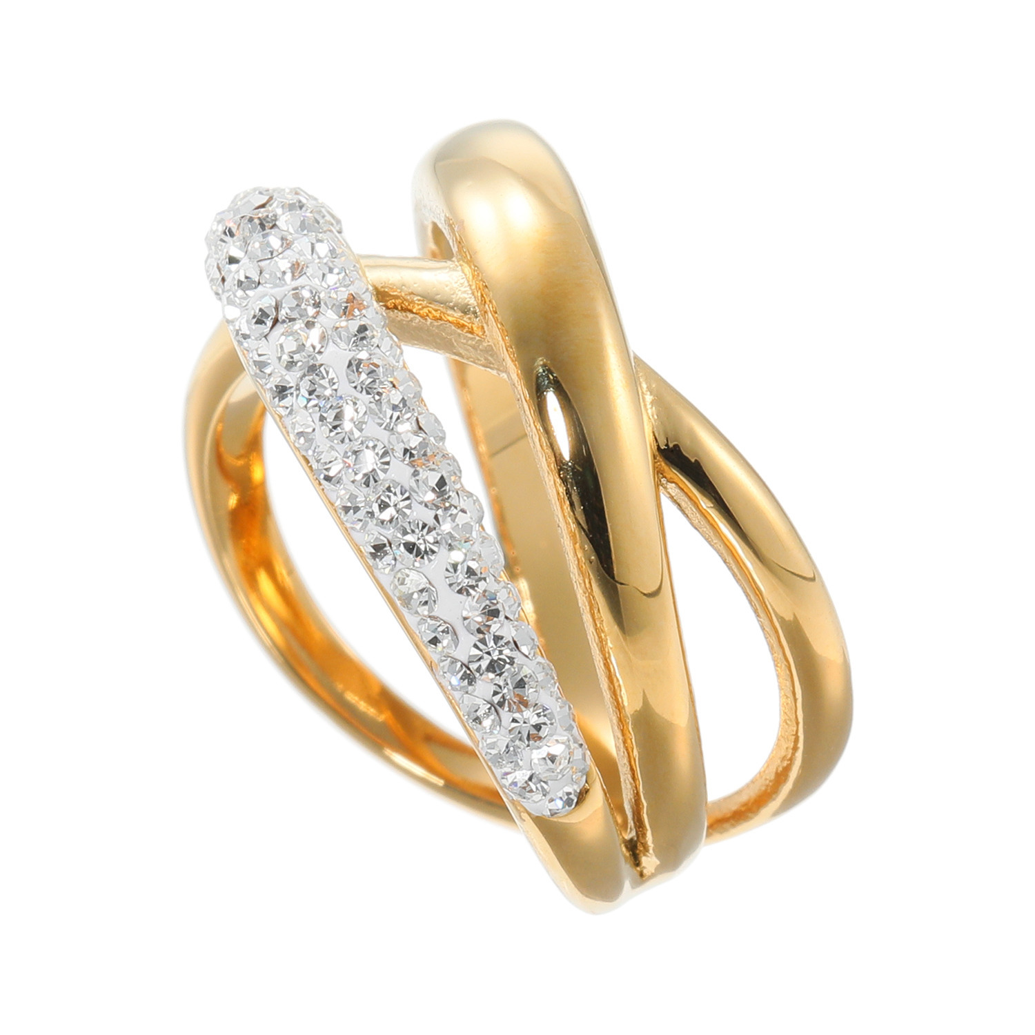 アビステ ウォッチ＆アクセサリーズ ステンレス クリスタルガラス クロススタイルリング