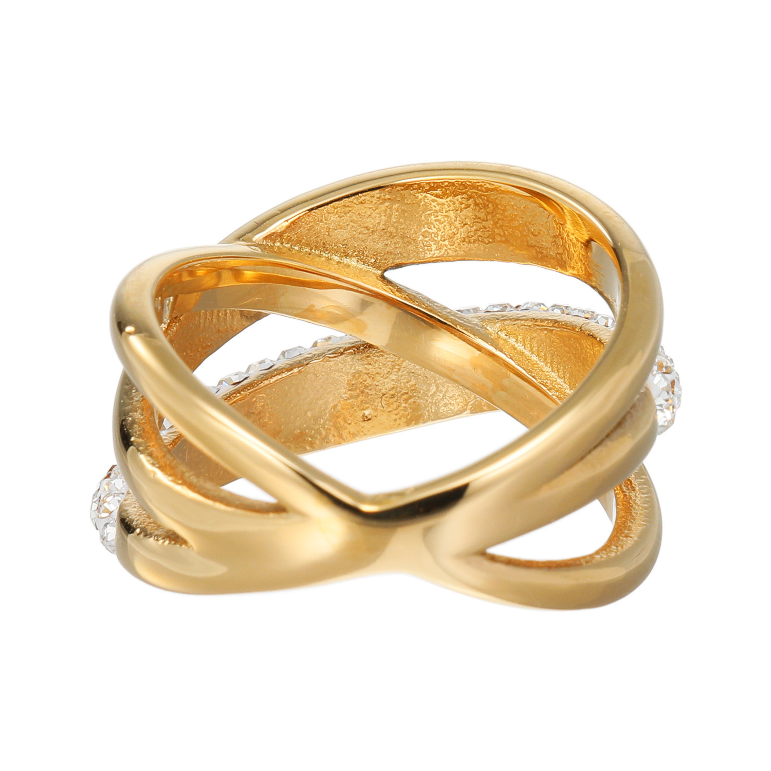 アビステ ウォッチ＆アクセサリーズ ステンレス クリスタルガラス クロススタイルリング