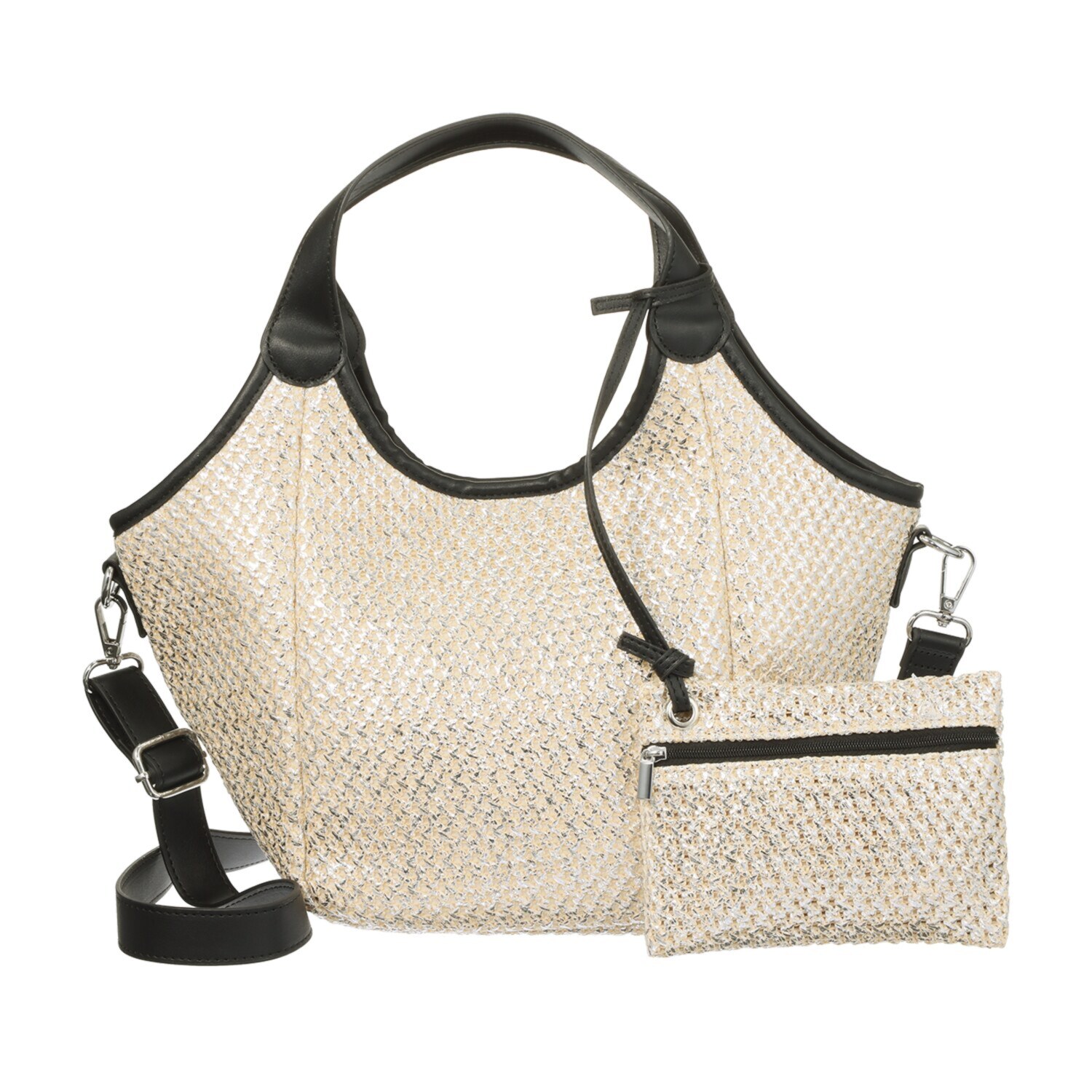 トーチ ミニポーチアクセント メタリック編み込み ２ウェイバッグ