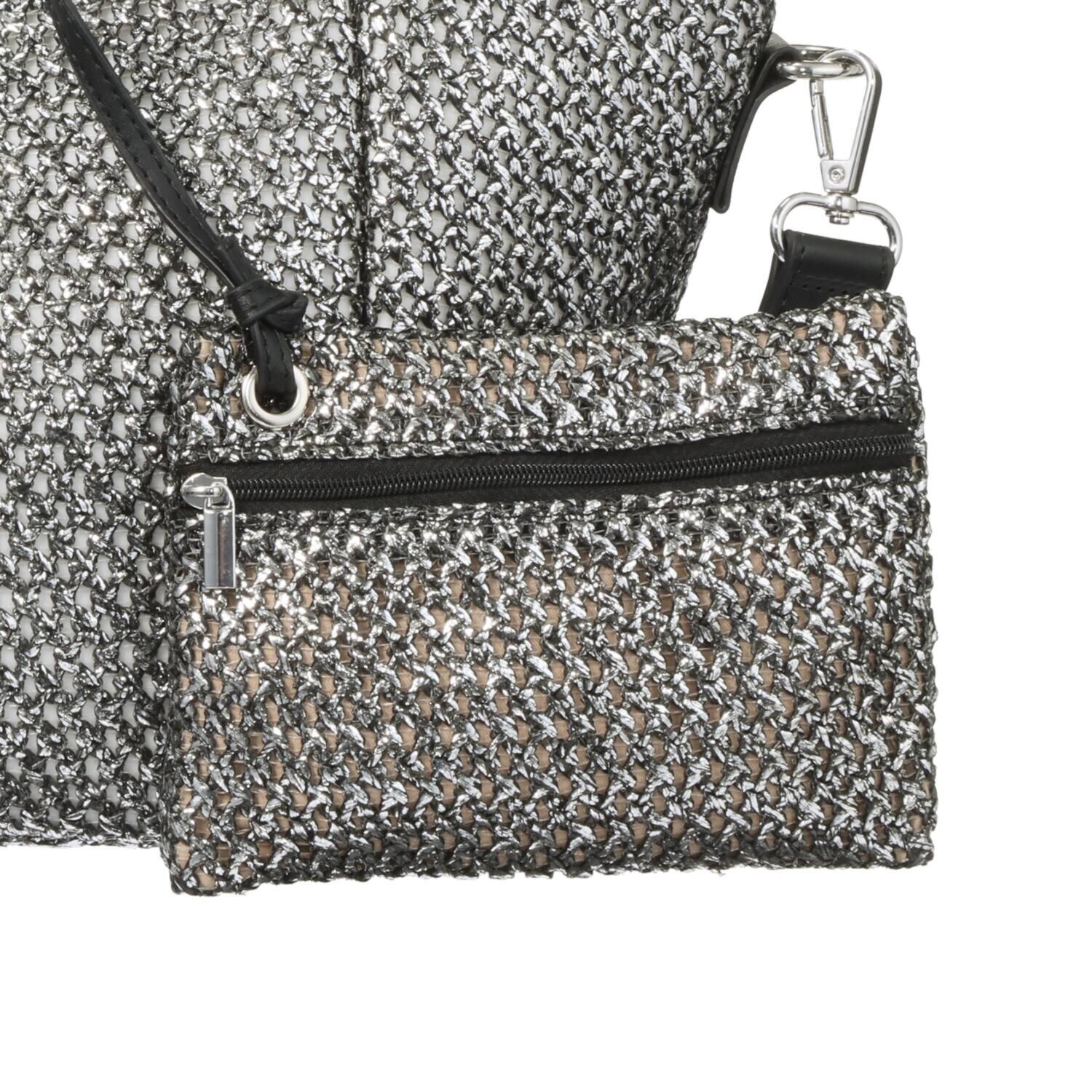 トーチ ミニポーチアクセント メタリック編み込み ２ウェイバッグ