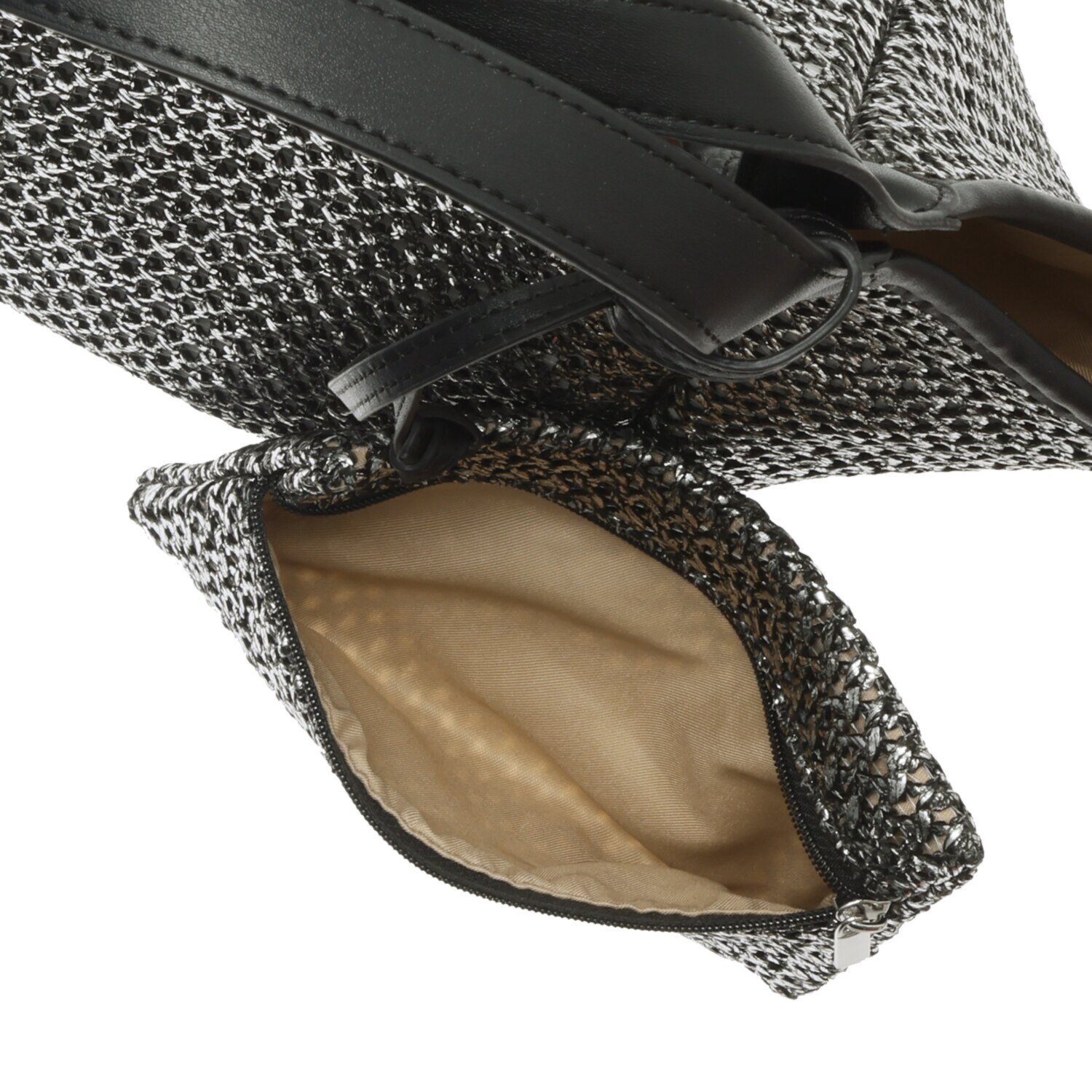 トーチ ミニポーチアクセント メタリック編み込み ２ウェイバッグ