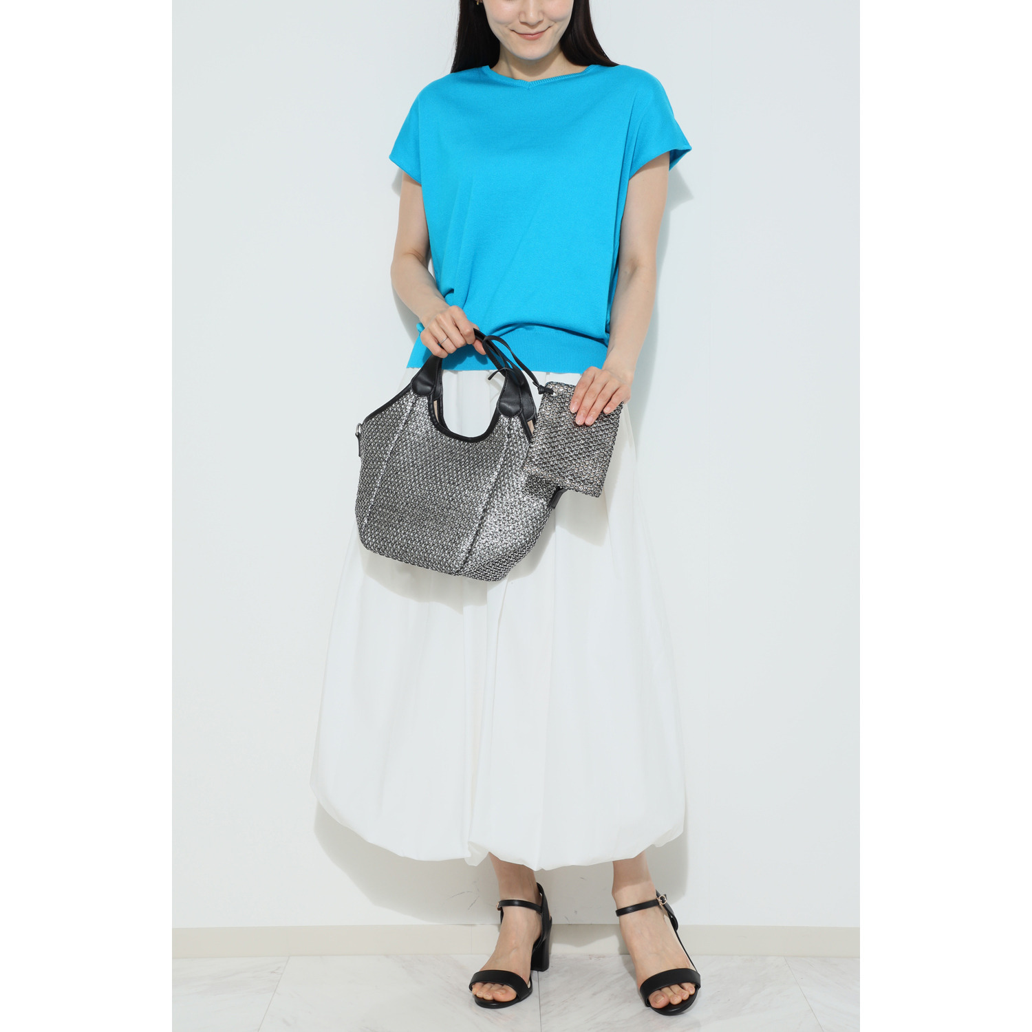 トーチ ミニポーチアクセント メタリック編み込み ２ウェイバッグ