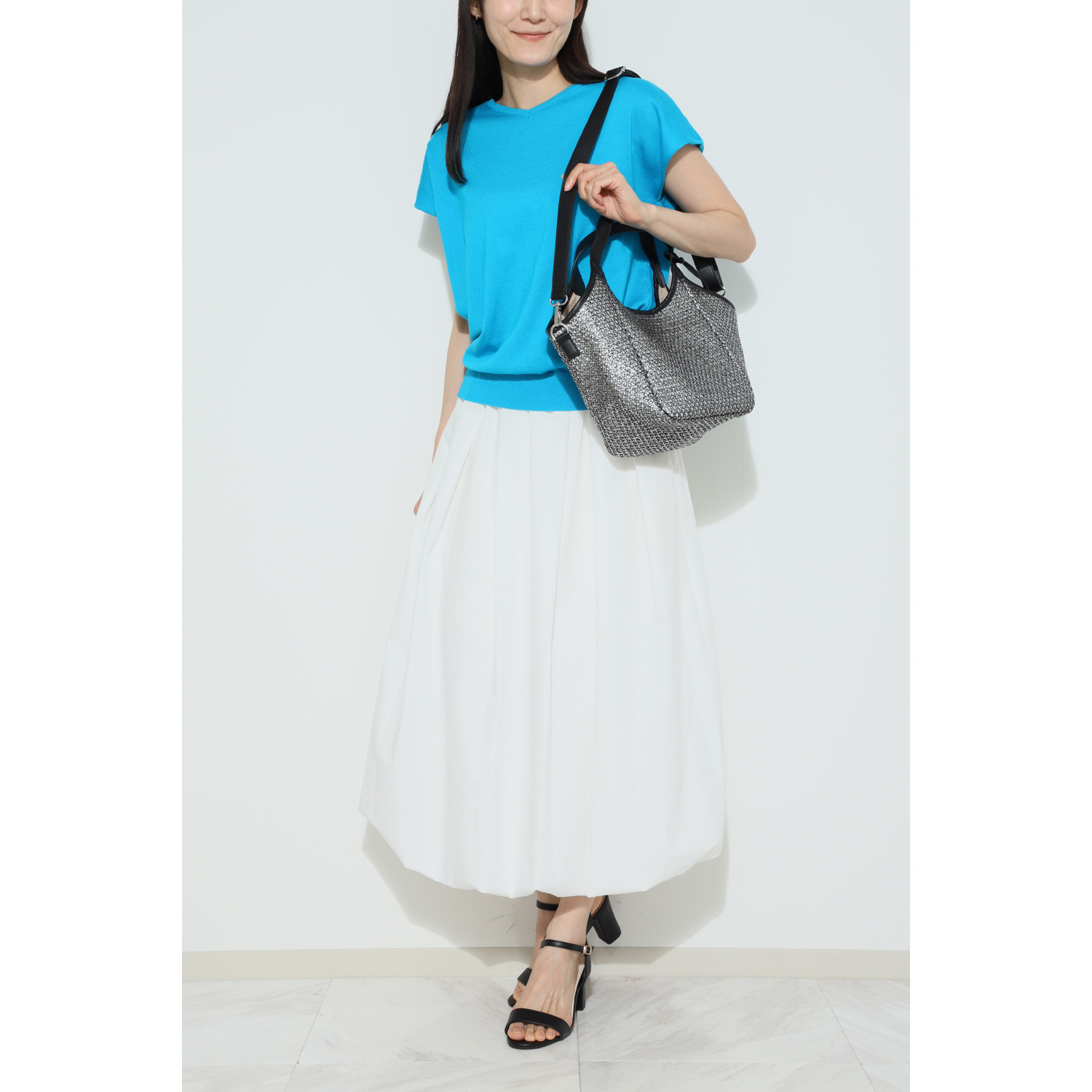 トーチ ミニポーチアクセント メタリック編み込み ２ウェイバッグ