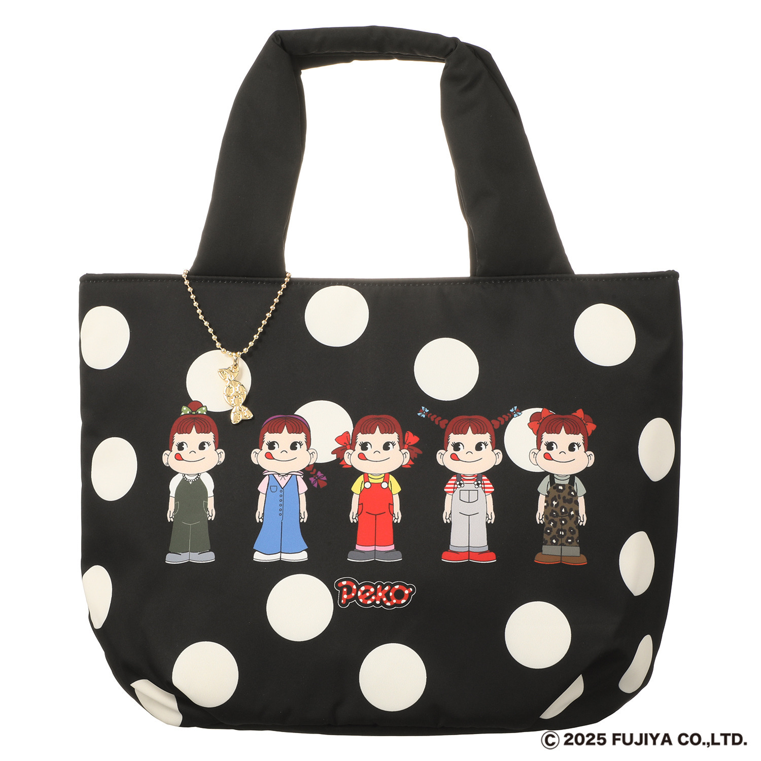 ペコちゃん ふっくらトートバッグ キャンディ型チャーム付き 