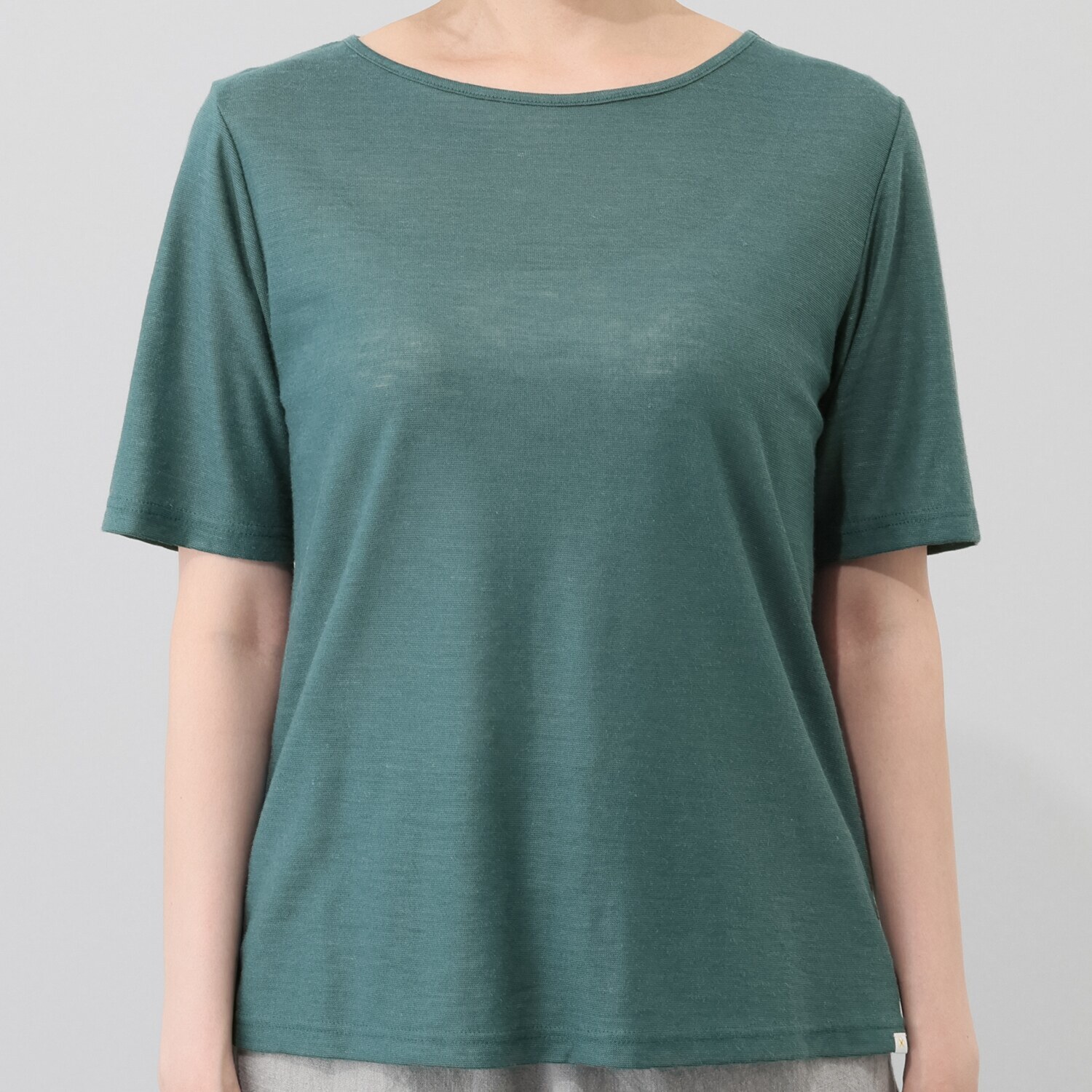 たおやか美 日本製 麻１００％ シルクプロテイン加工 ウォッシャブル 五分袖プルオーバー