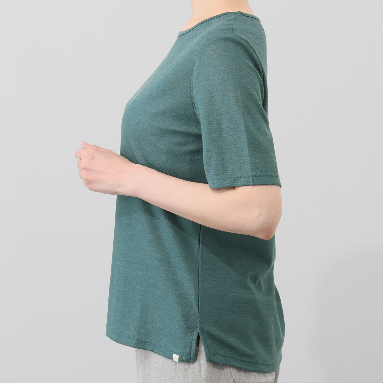 たおやか美 日本製 麻１００％ シルクプロテイン加工 ウォッシャブル 五分袖プルオーバー