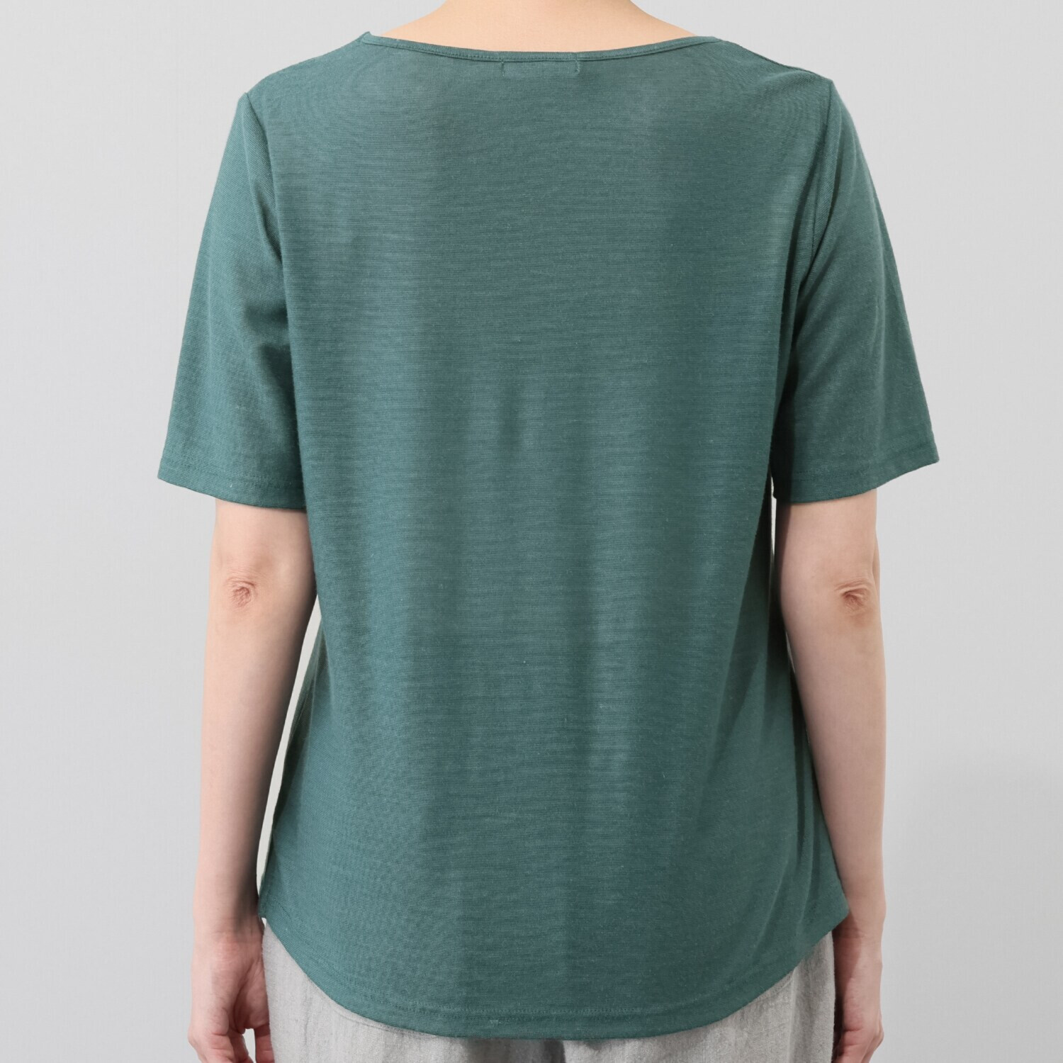 たおやか美 日本製 麻１００％ シルクプロテイン加工 ウォッシャブル 五分袖プルオーバー