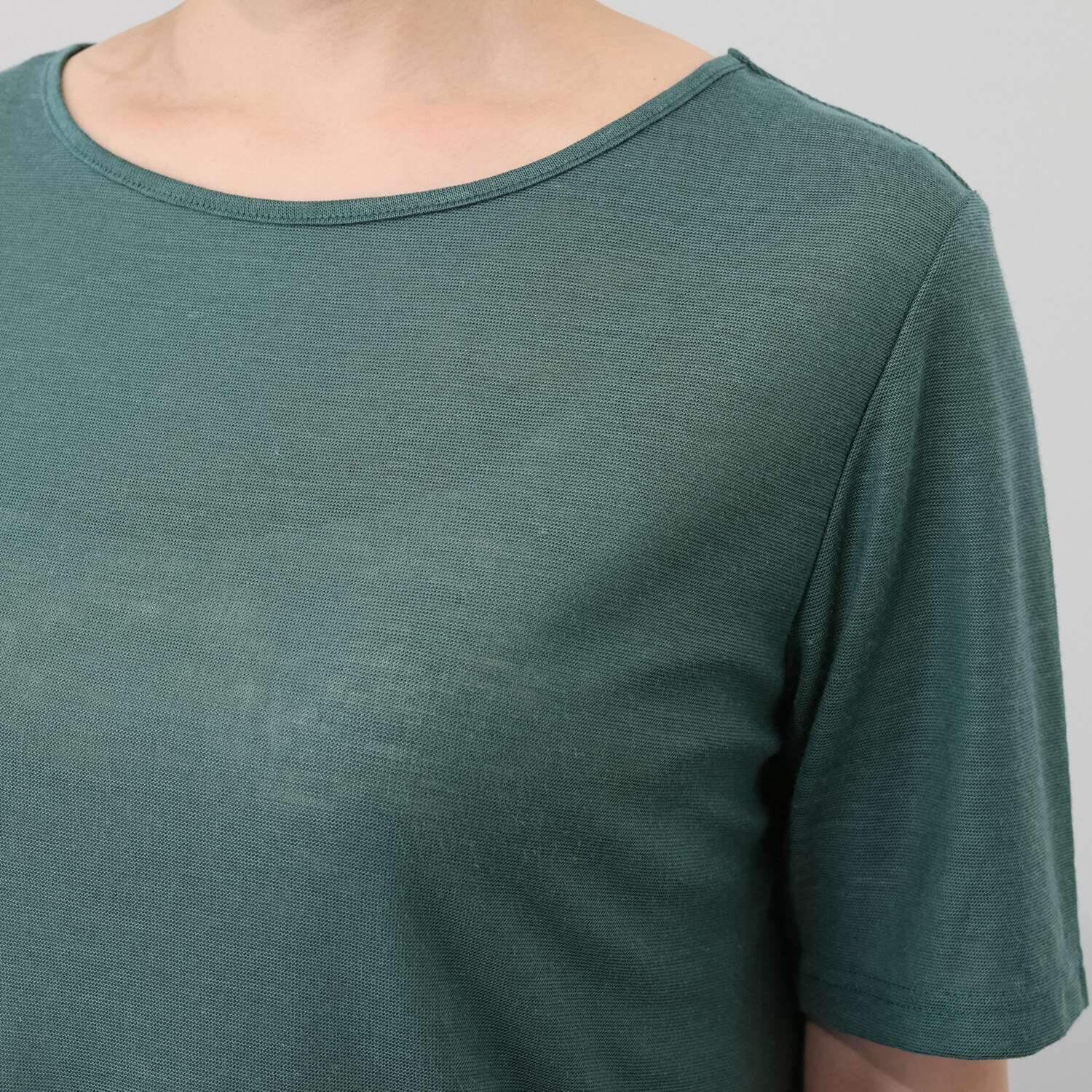 たおやか美 日本製 麻１００％ シルクプロテイン加工 ウォッシャブル 五分袖プルオーバー