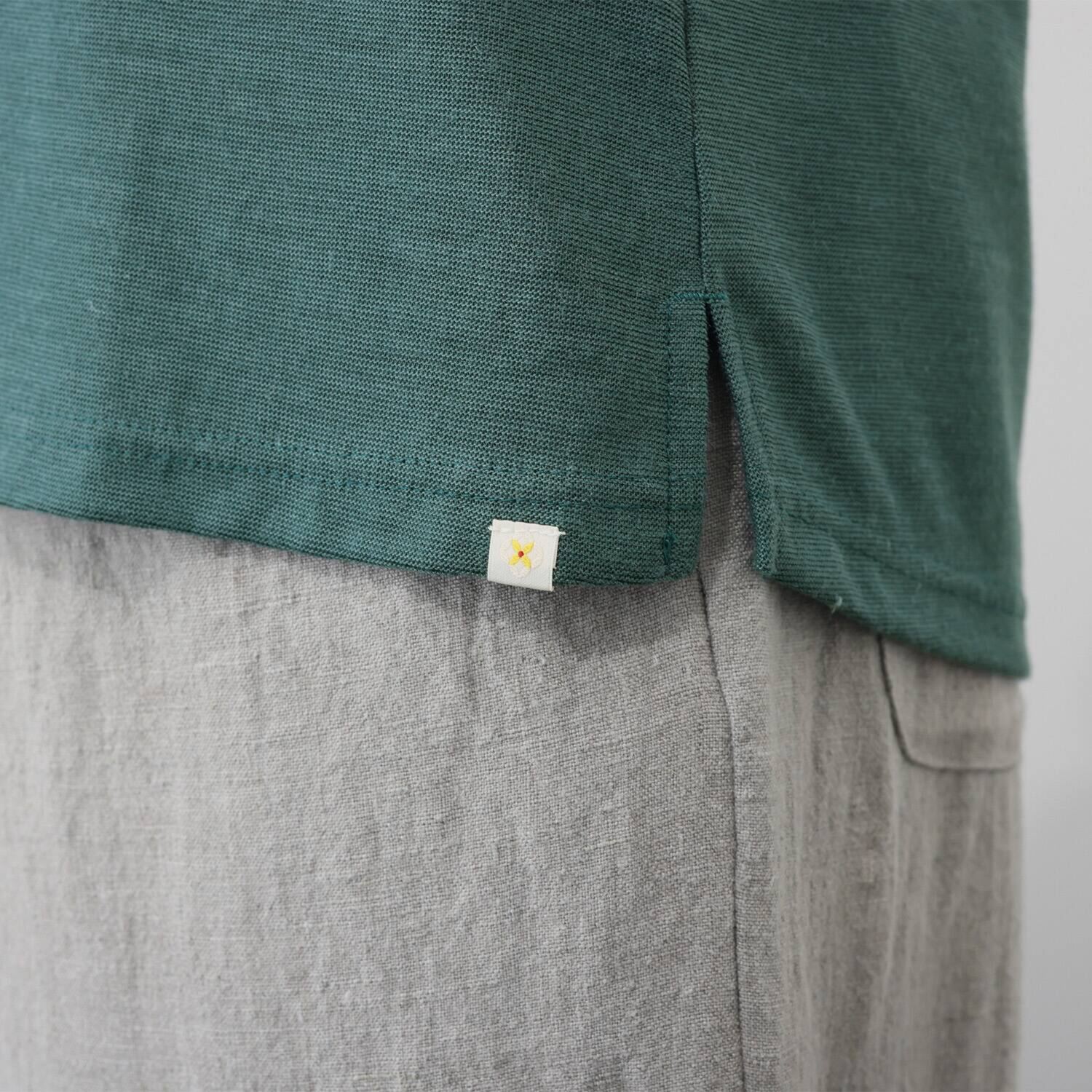 たおやか美 日本製 麻１００％ シルクプロテイン加工 ウォッシャブル 五分袖プルオーバー