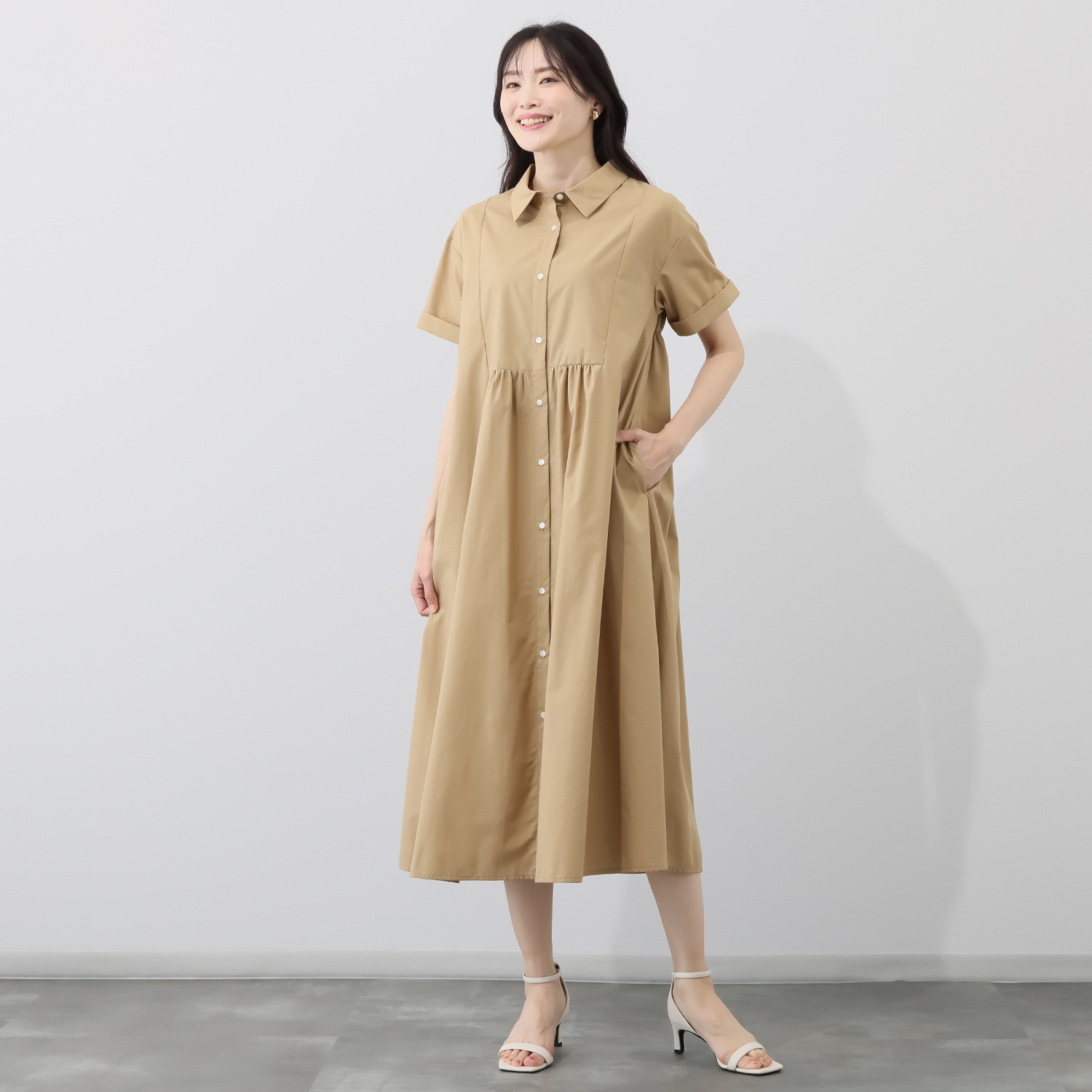 エピデミーク ギャザー シャツワンピース