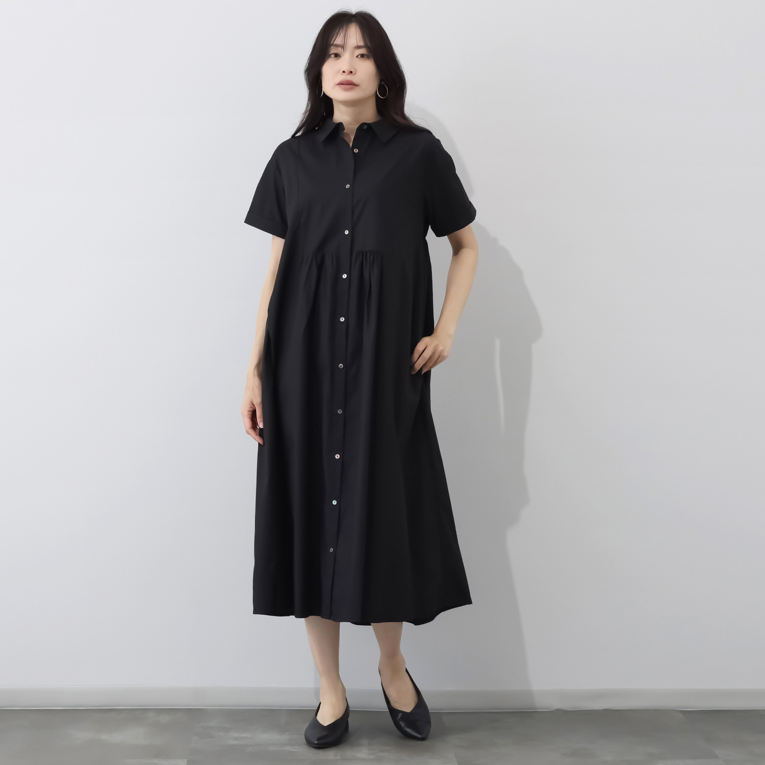 エピデミーク ギャザー シャツワンピース