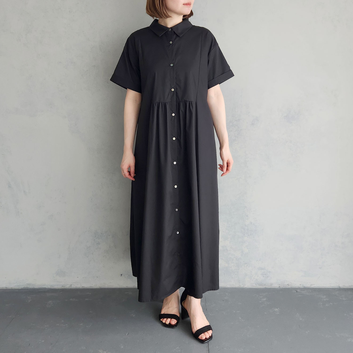 エピデミーク ギャザー シャツワンピース
