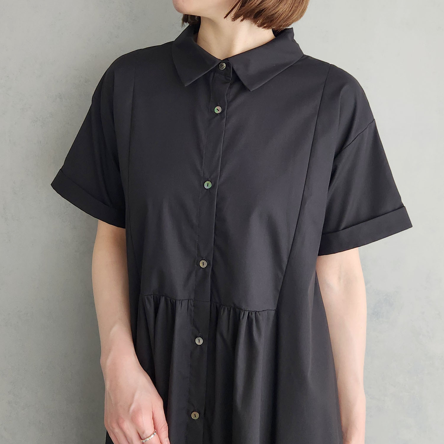 エピデミーク ギャザー シャツワンピース