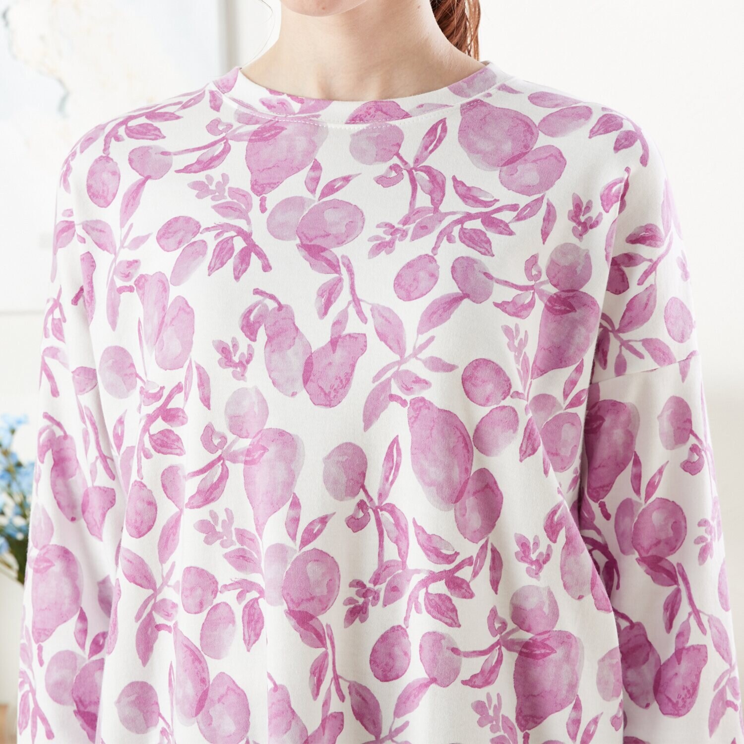 ナルエー コットン１００％ スムース 洋ナシデザイン ロングＴシャツ