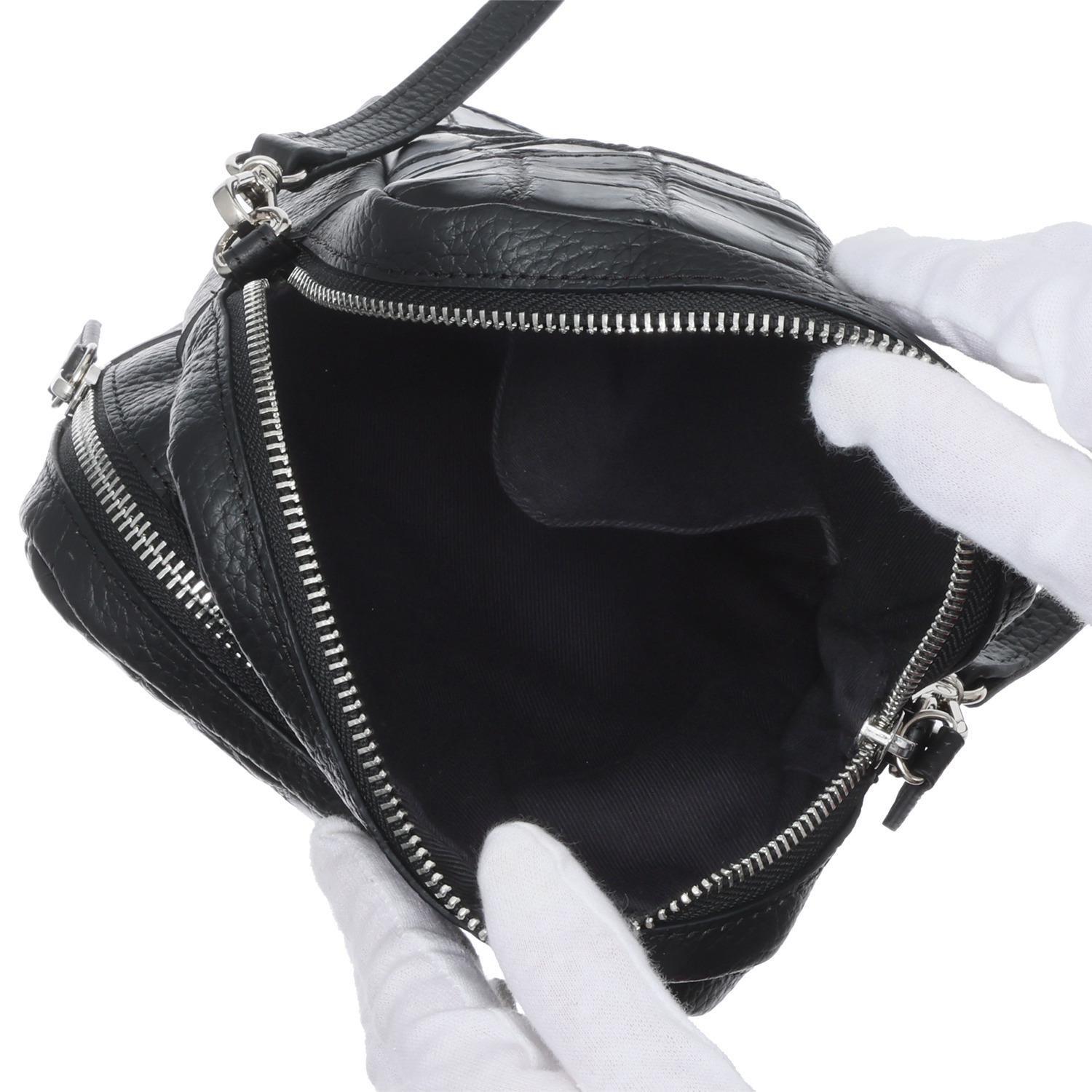 アルムコ マットクロコダイル 縦長ポシェット