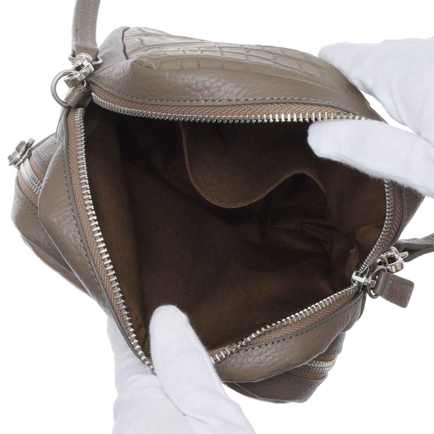 アルムコ マットクロコダイル 縦長ポシェット