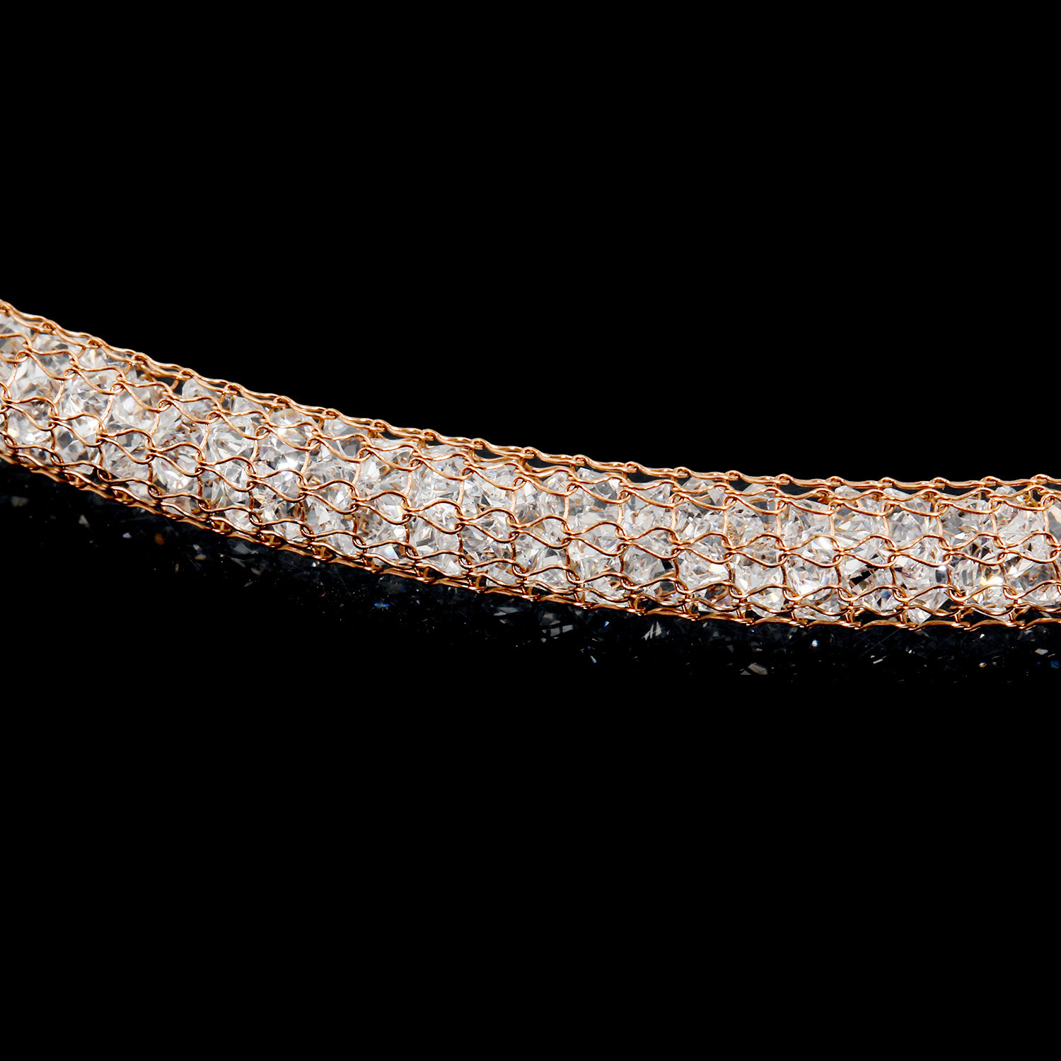 エービーステン ステンレス キラキラビジュウ入り メッシュネックレス＆ ブレスレットセット