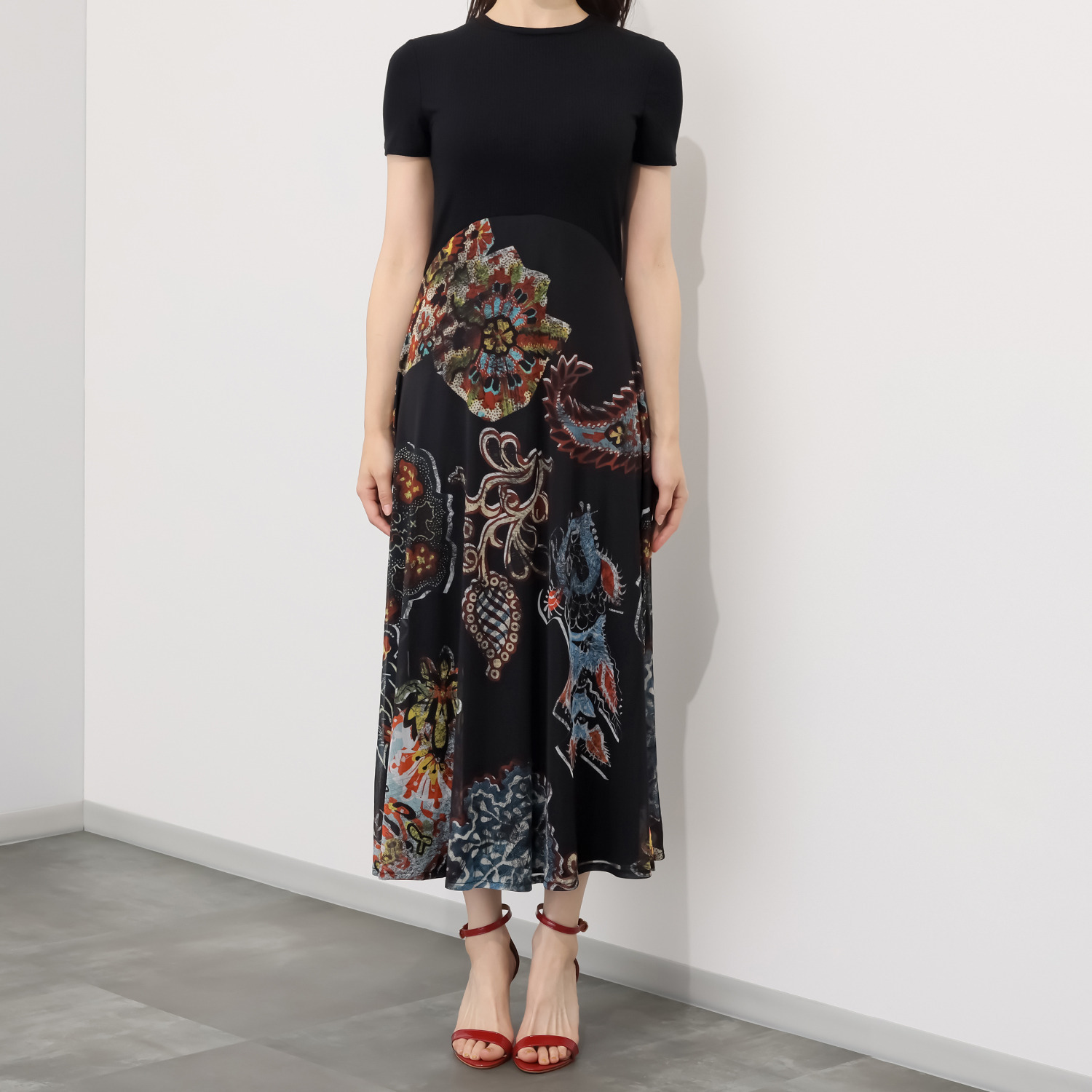 デシグアル エスニック調プリント チュールドレス