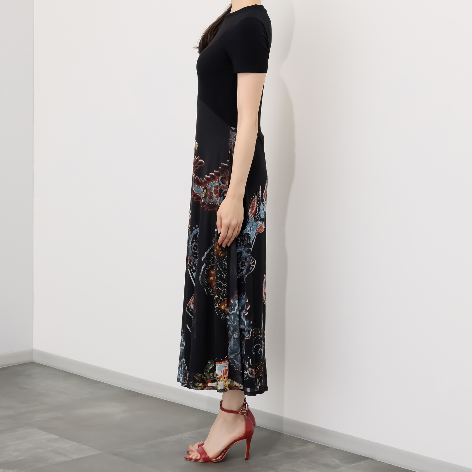 デシグアル エスニック調プリント チュールドレス