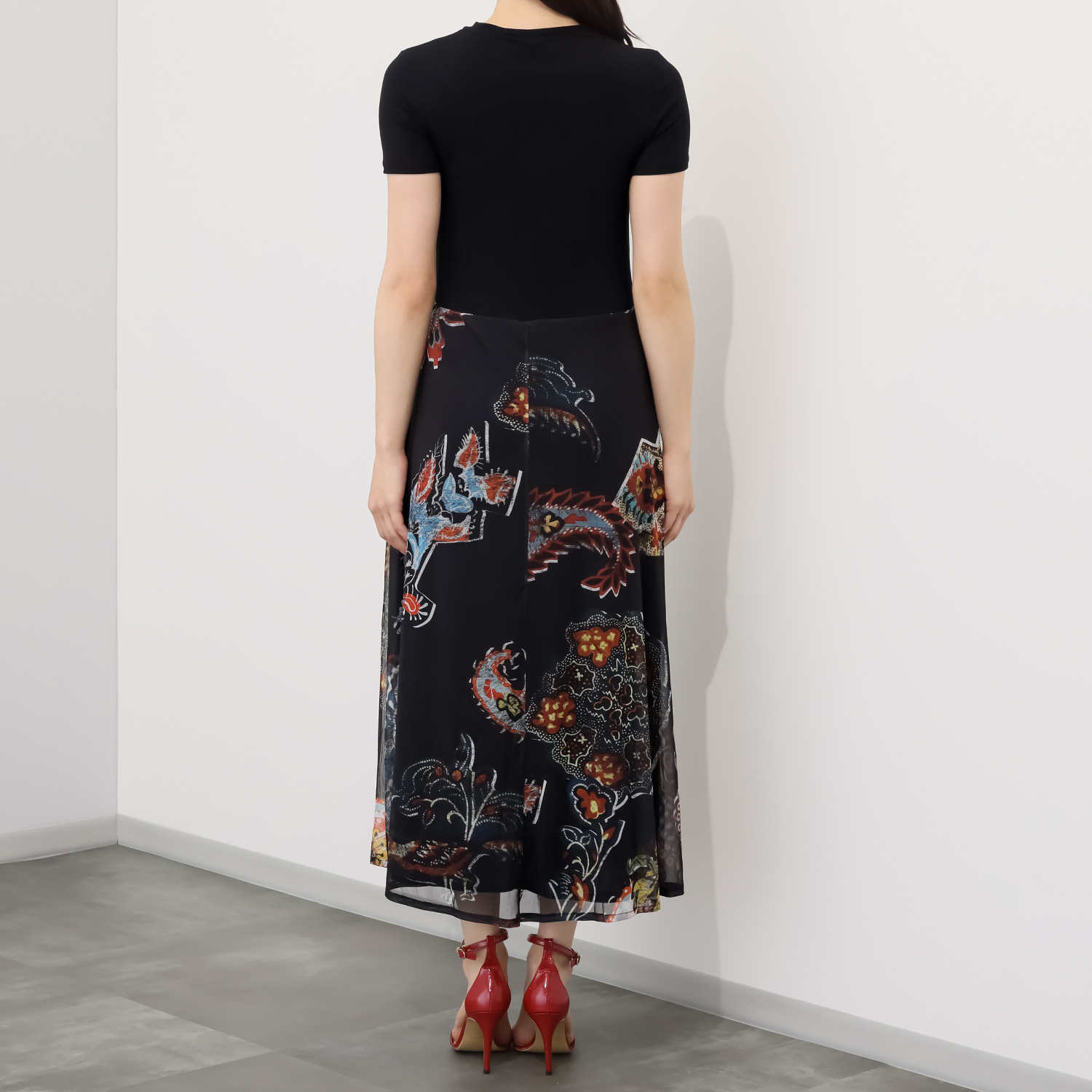 デシグアル エスニック調プリント チュールドレス