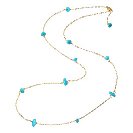 レクルール ステンレス ターコイズ ステーションデザイン ロングネックレス