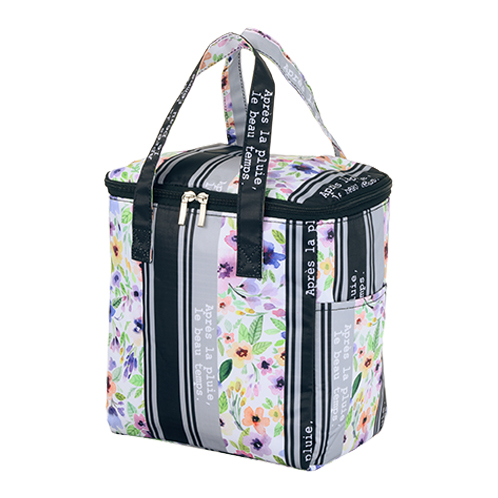 ラルジュ スクエア保冷バッグ ＜ストライプフラワー＞