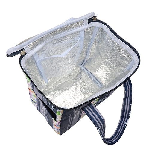 ラルジュ スクエア保冷バッグ ＜ストライプフラワー＞