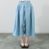 ベルデニム ウォッシュ加工入り ストレッチデニム使用 ワイドシルエット デザインキュロットパンツ