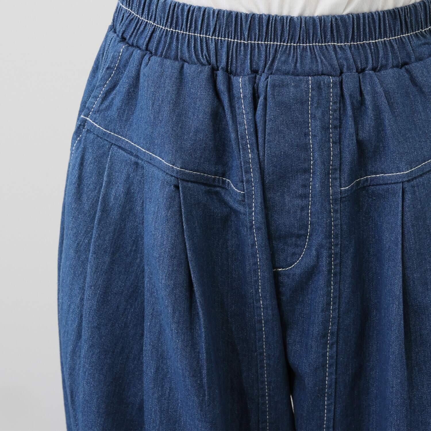 ベルデニム ウォッシュ加工入り ストレッチデニム使用 テーパードシルエット デザインパンツ