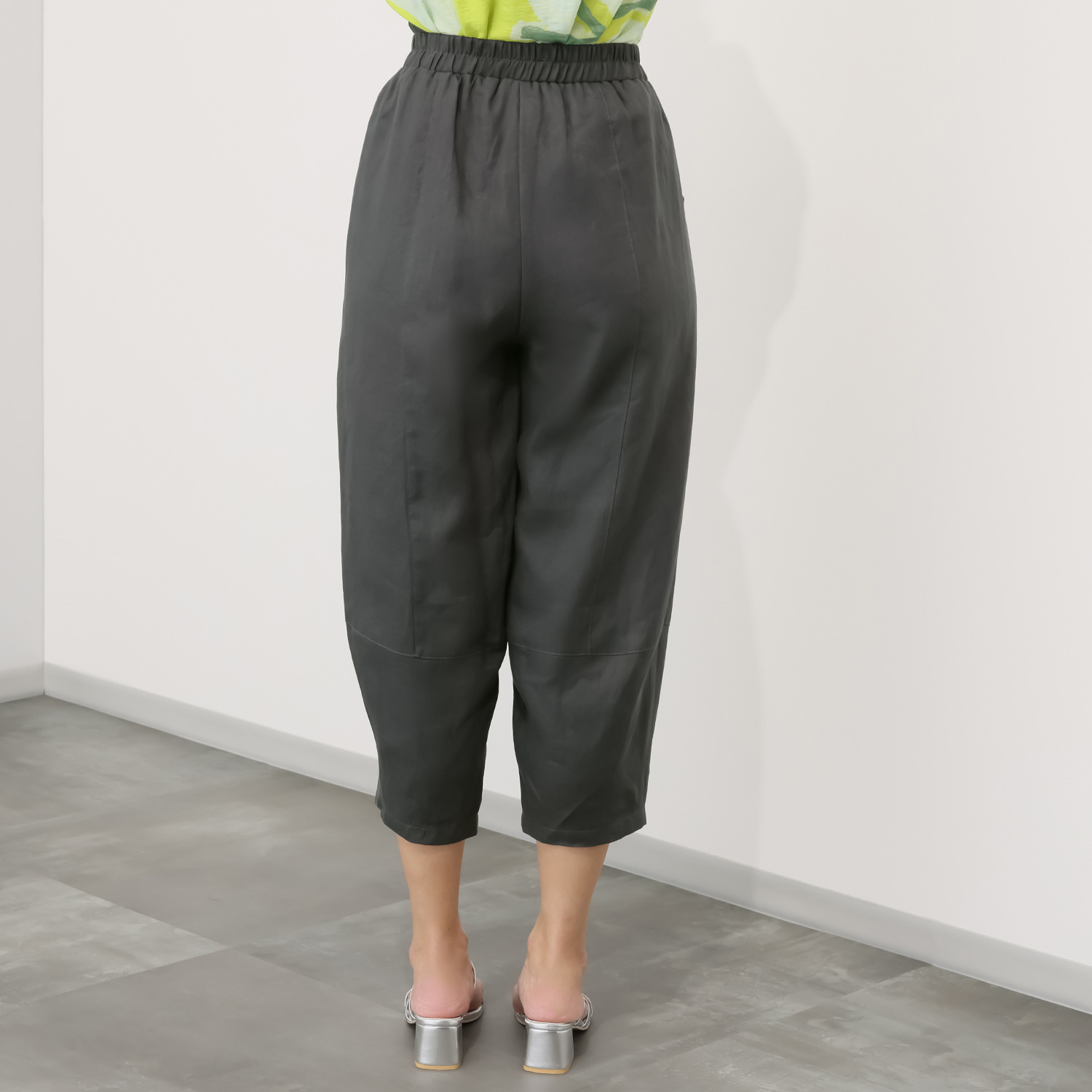 ヨシヨシ バイ　ピージェイ ウォッシャブル麻素材 リラックスフィット デザインワイドパンツ