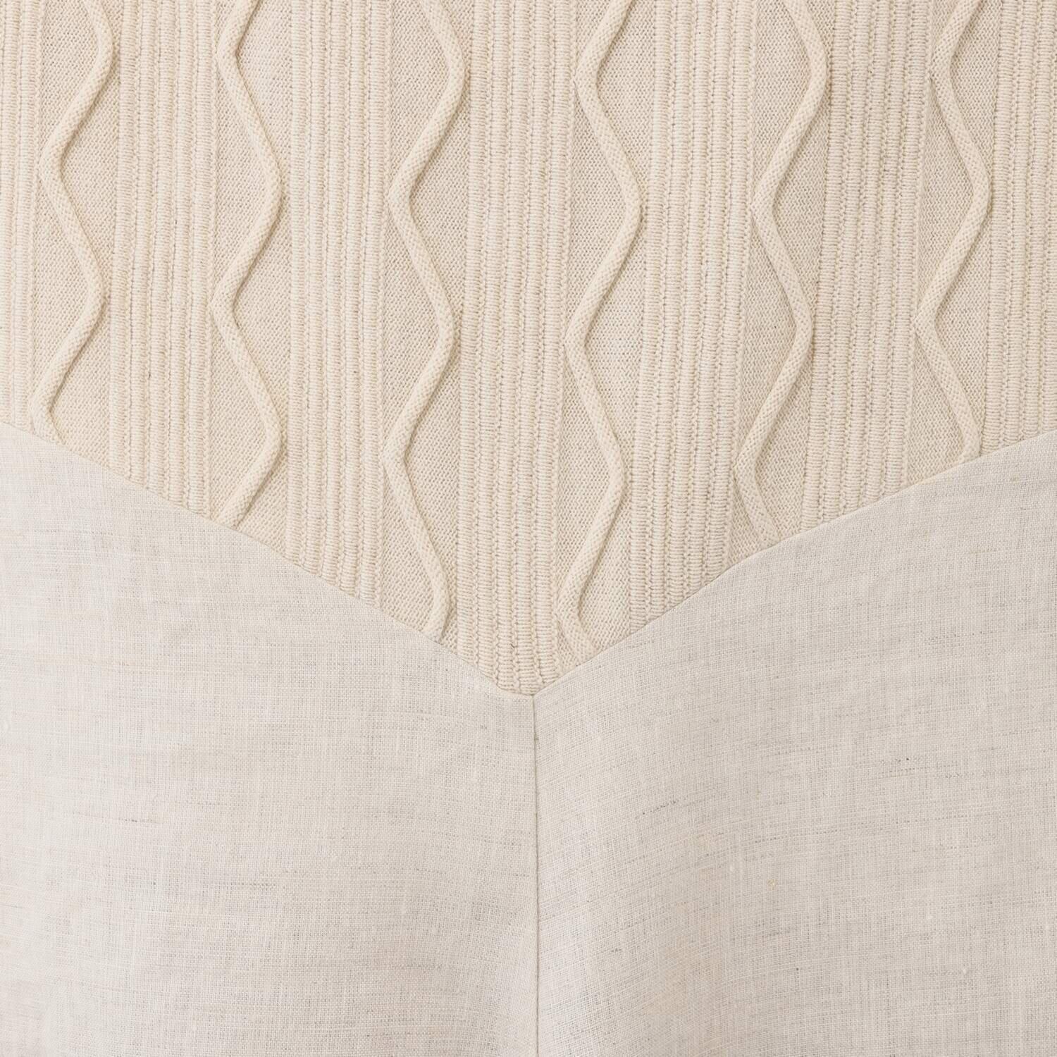 ヨシヨシ バイ　ピージェイ ウォッシャブル麻素材 ニットパーツドッキング Ａラインシルエット デザインワンピース