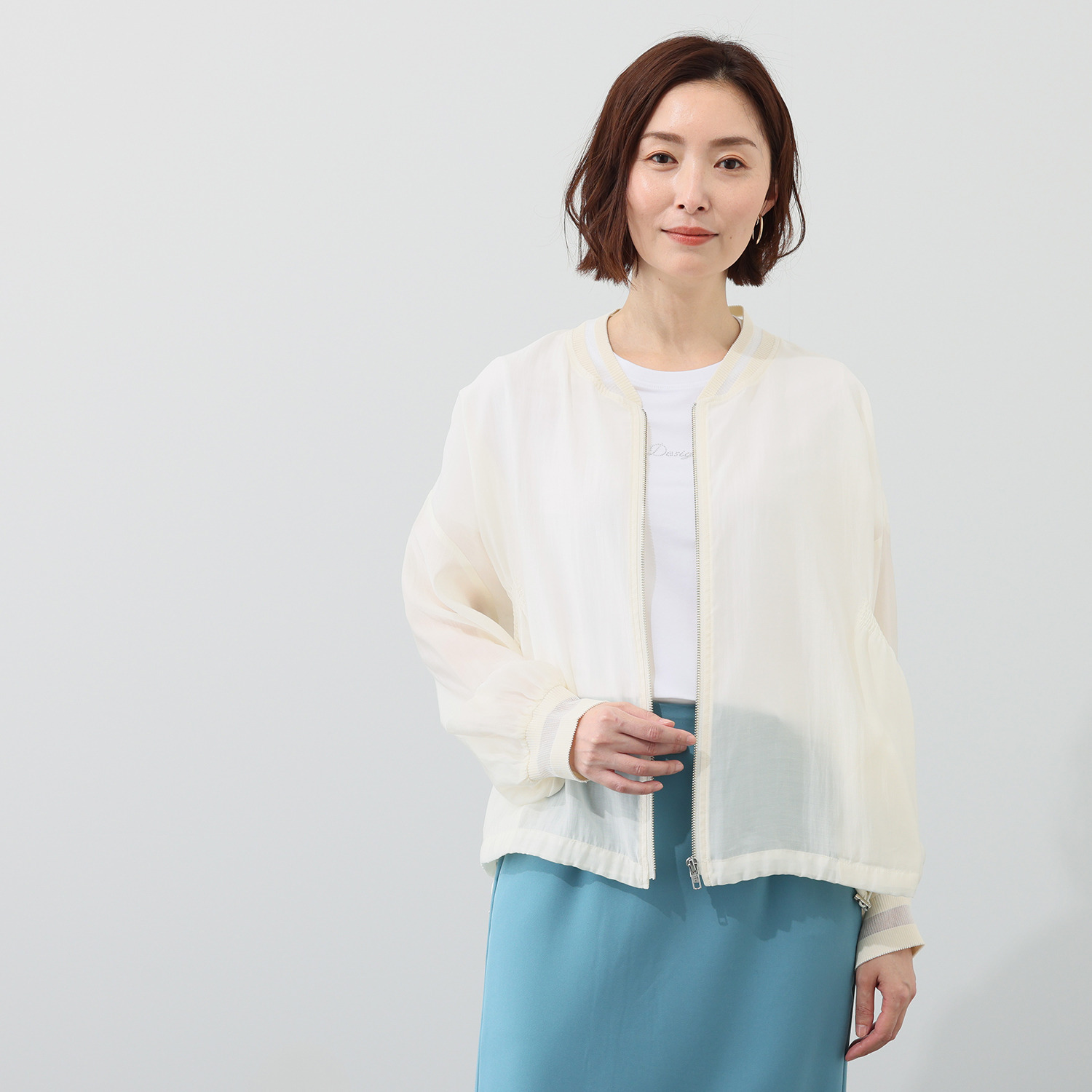 エイティーエイト ディグリー リブアクセント シアーブルゾン