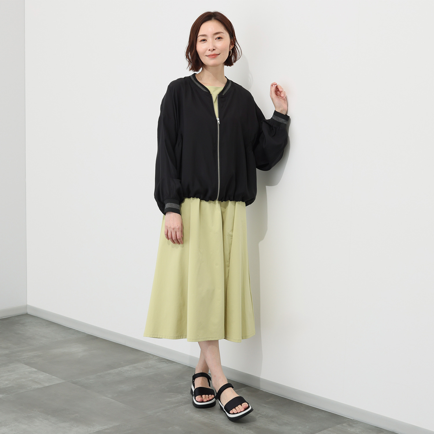 エイティーエイト ディグリー リブアクセント シアーブルゾン