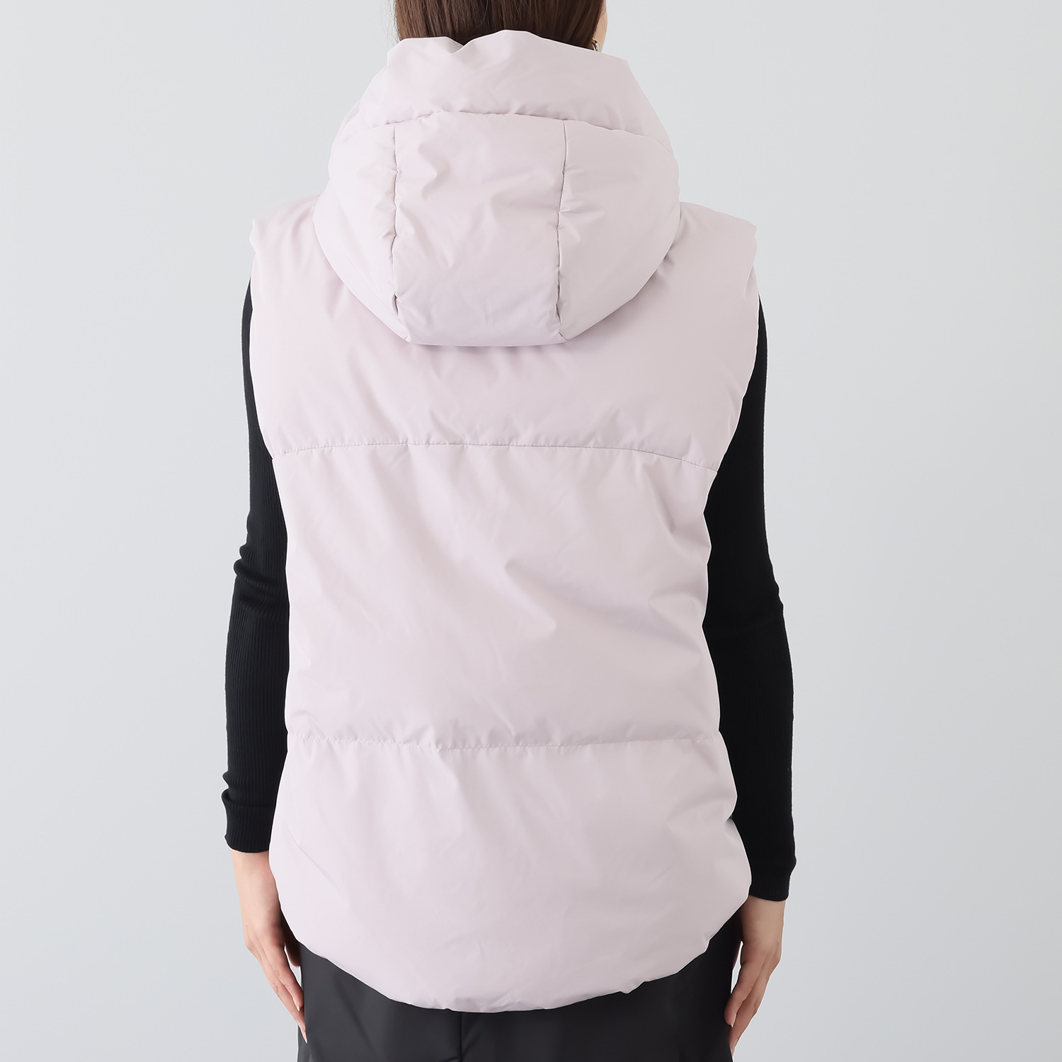 スタイルフライ ロングドロストフード付 裾アレンジ ダウンベスト