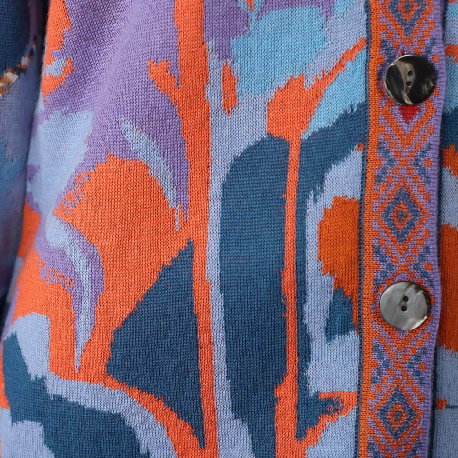 ポピーレッド ダブルジャガード ニットカーディガン “ジャルダン 　デュ　ポピー”