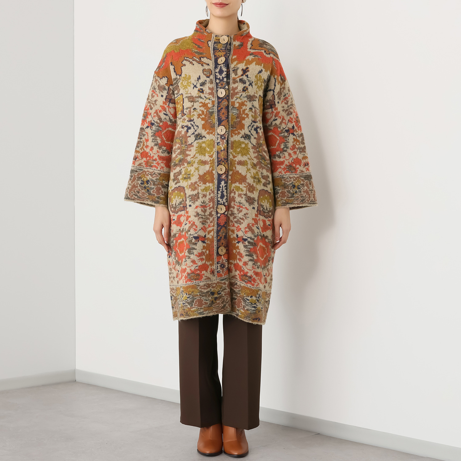 ポピーレッド ダブルジャガード ニットコート “ムリーナの夢”