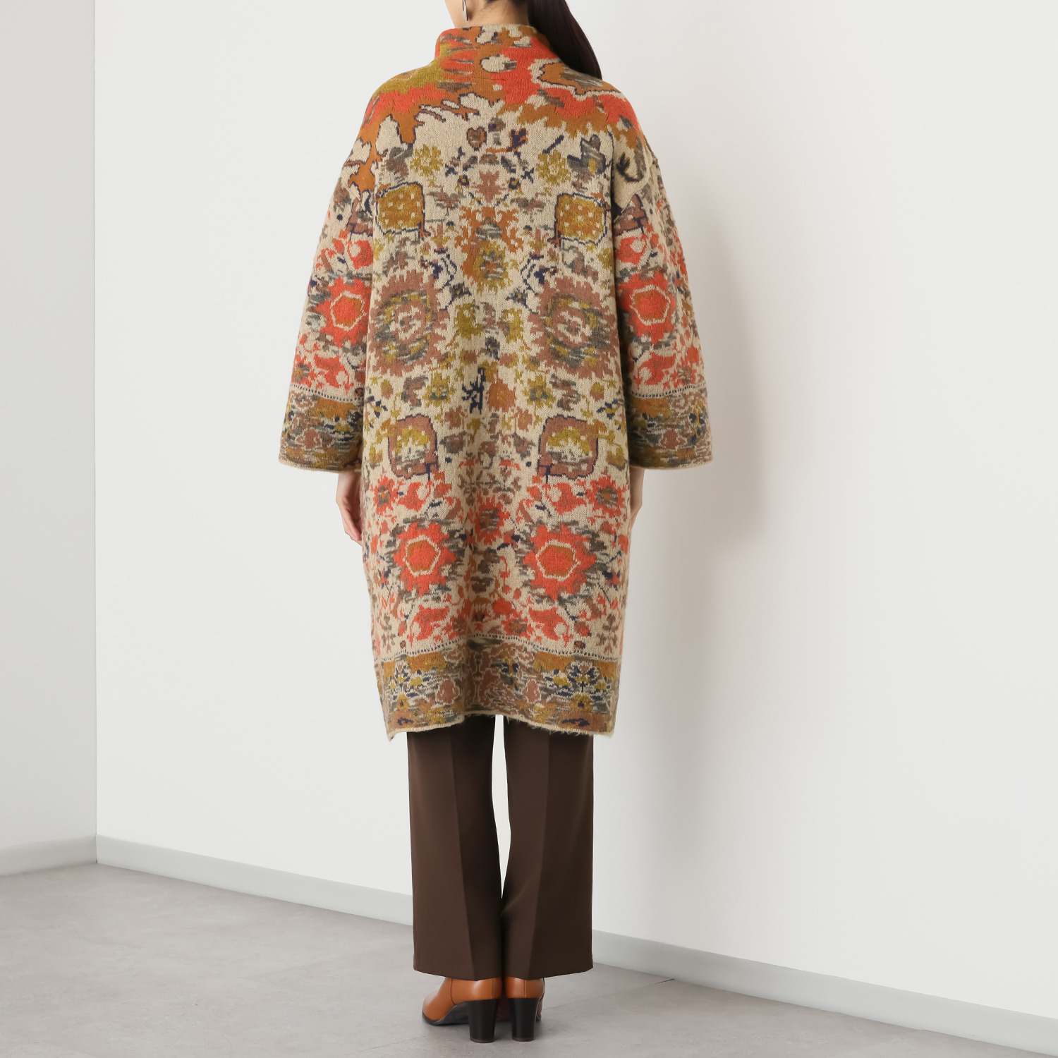 ポピーレッド ダブルジャガード ニットコート “ムリーナの夢”