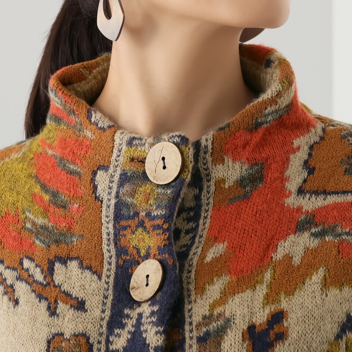 ポピーレッド ダブルジャガード ニットコート “ムリーナの夢”