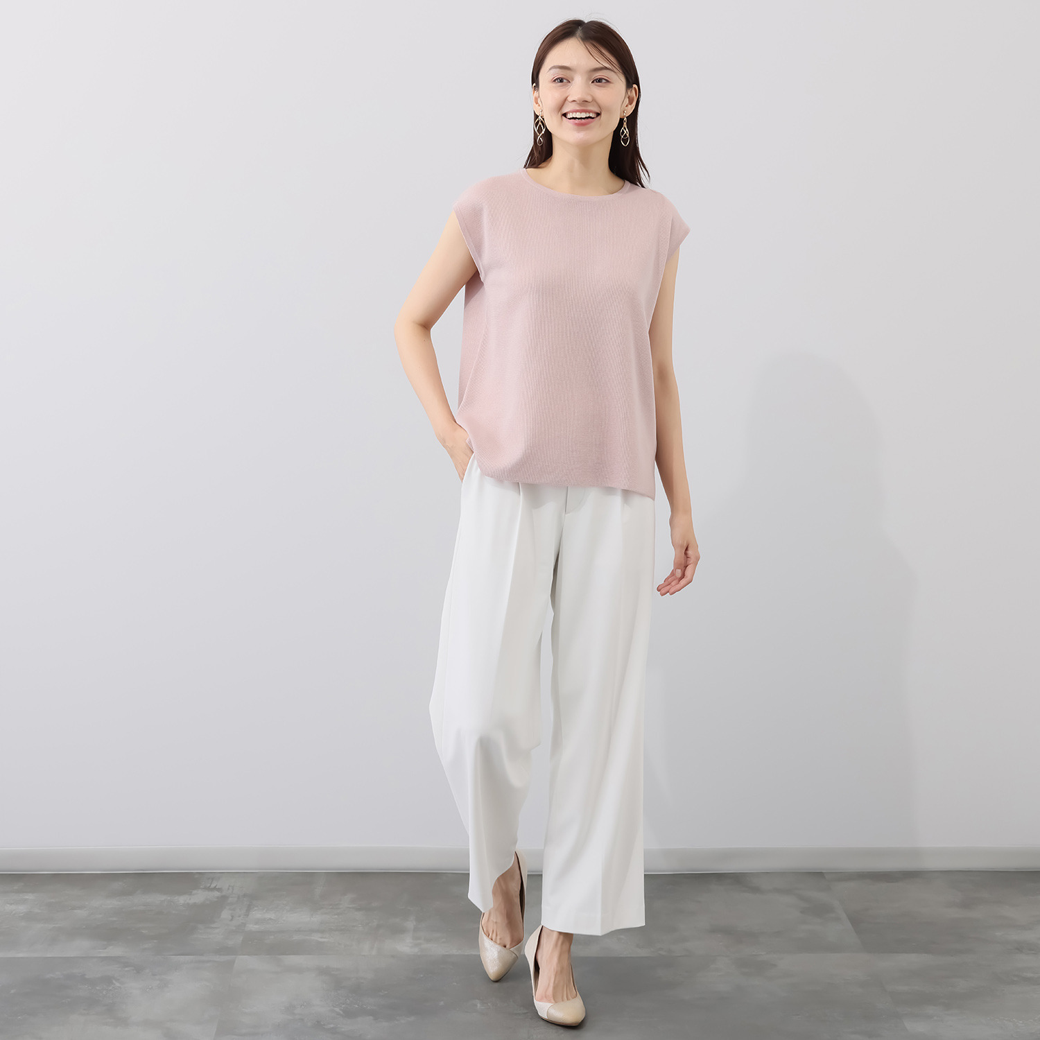 ソアージュ ウールブレンド 煌めき放つ ハイゲージニット フレンチプルオーバー