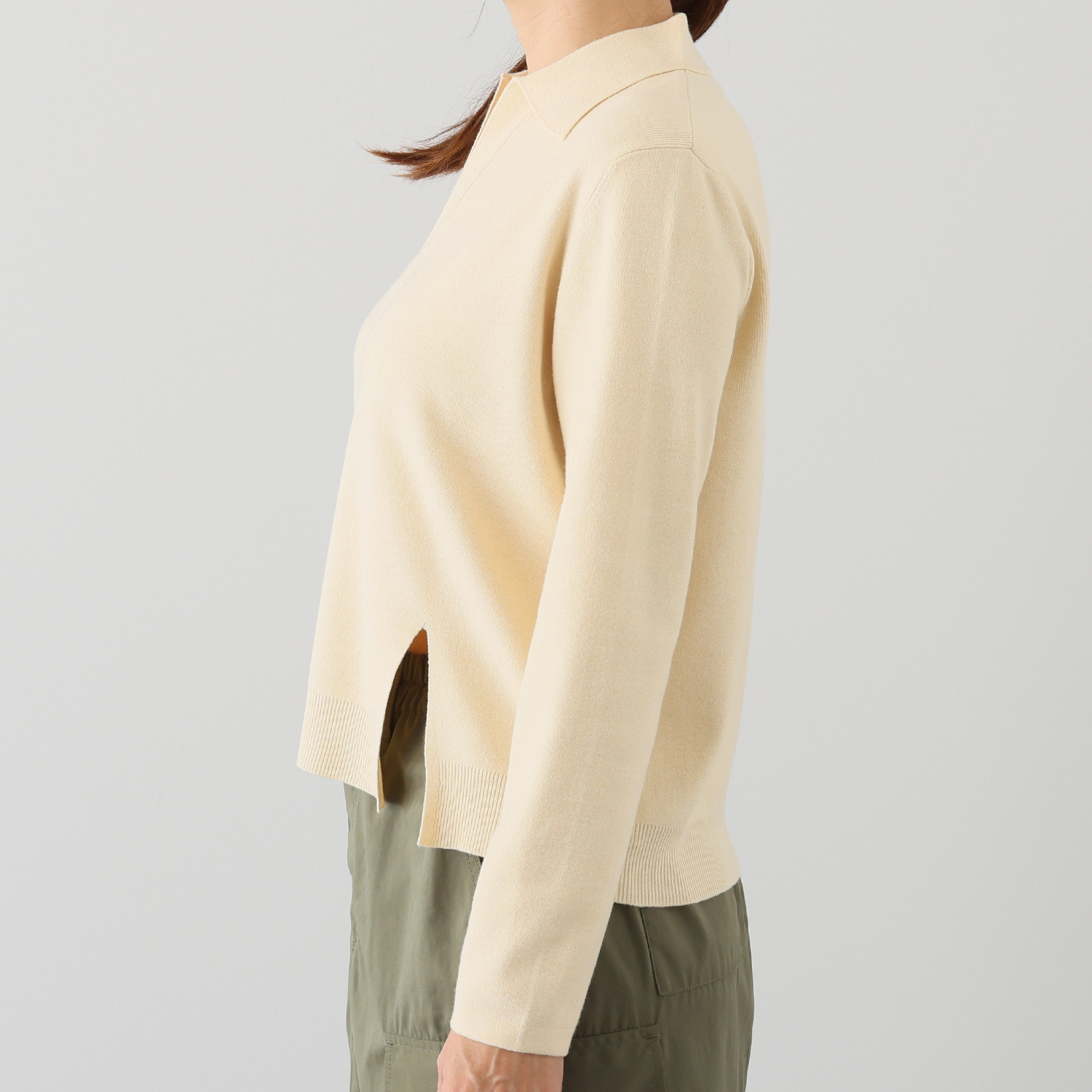 シャビージェンティール 襟付スキッパー ニットプルオーバー