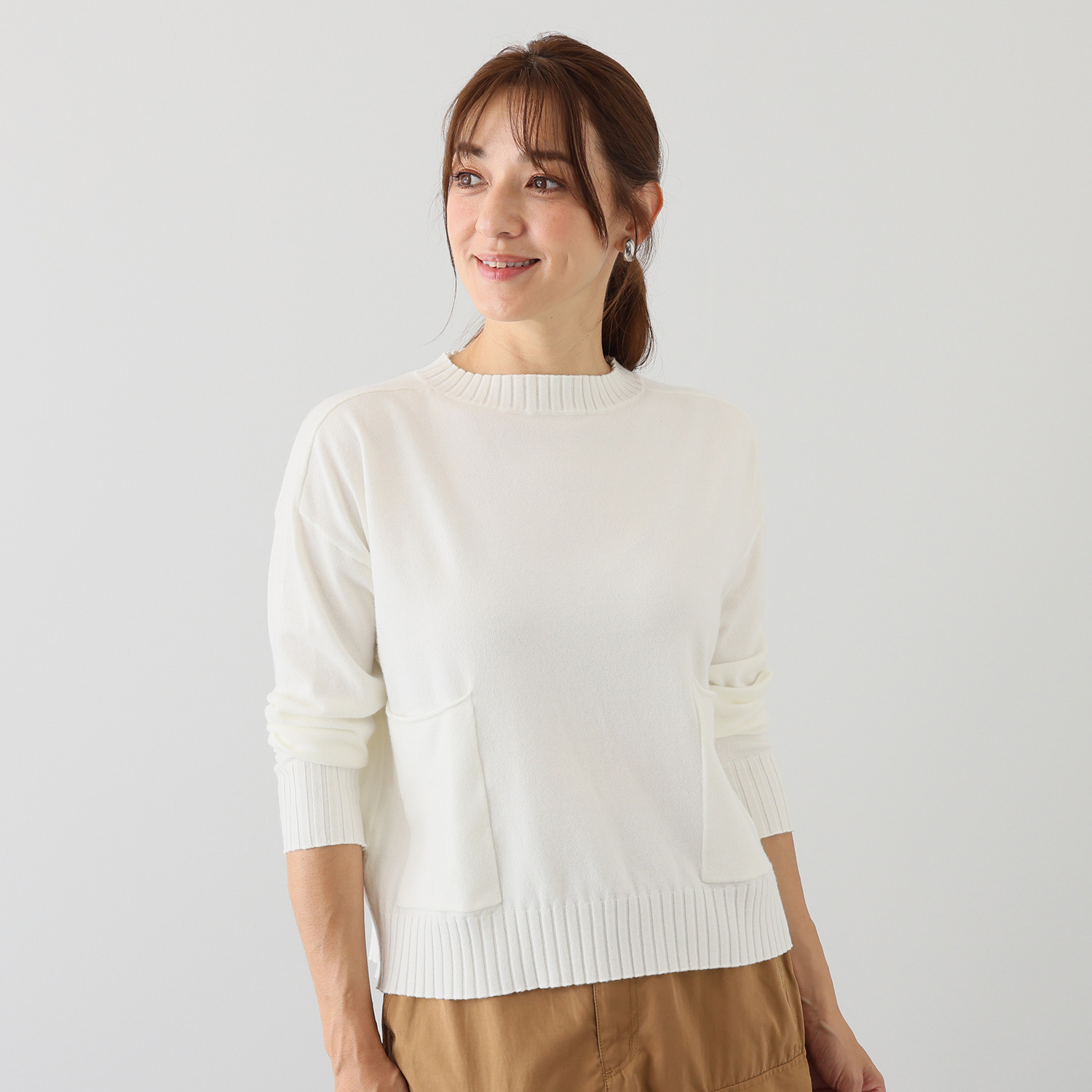 シャビージェンティール ポケット付 ニットプルオーバー