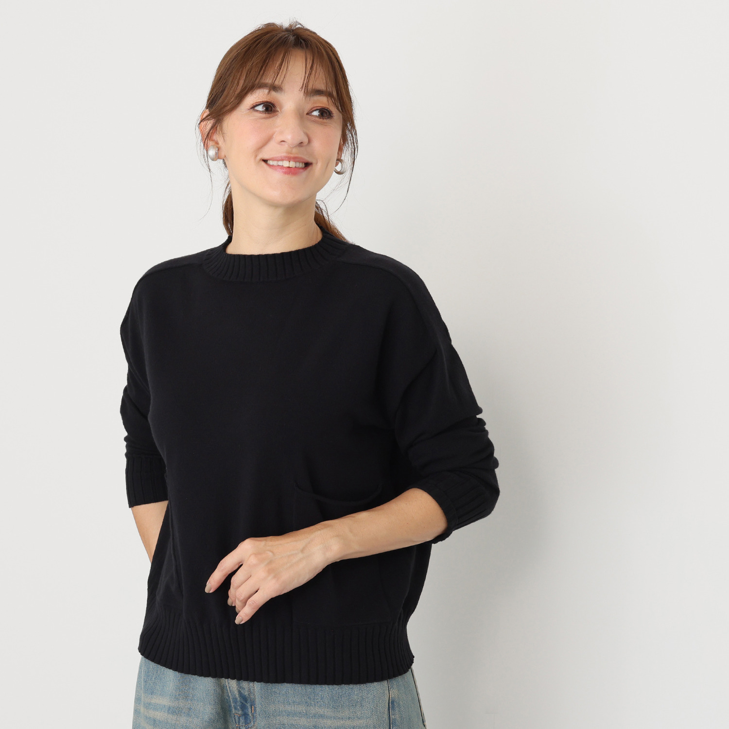 シャビージェンティール ポケット付 ニットプルオーバー