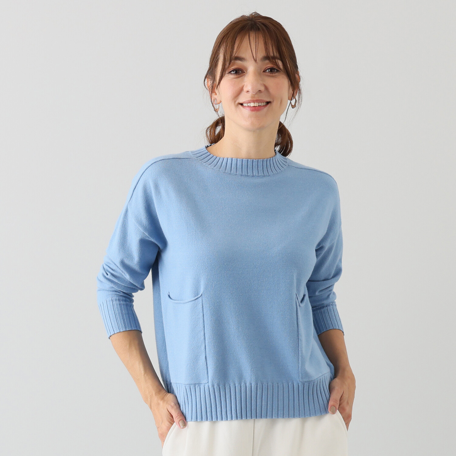 シャビージェンティール ポケット付 ニットプルオーバー